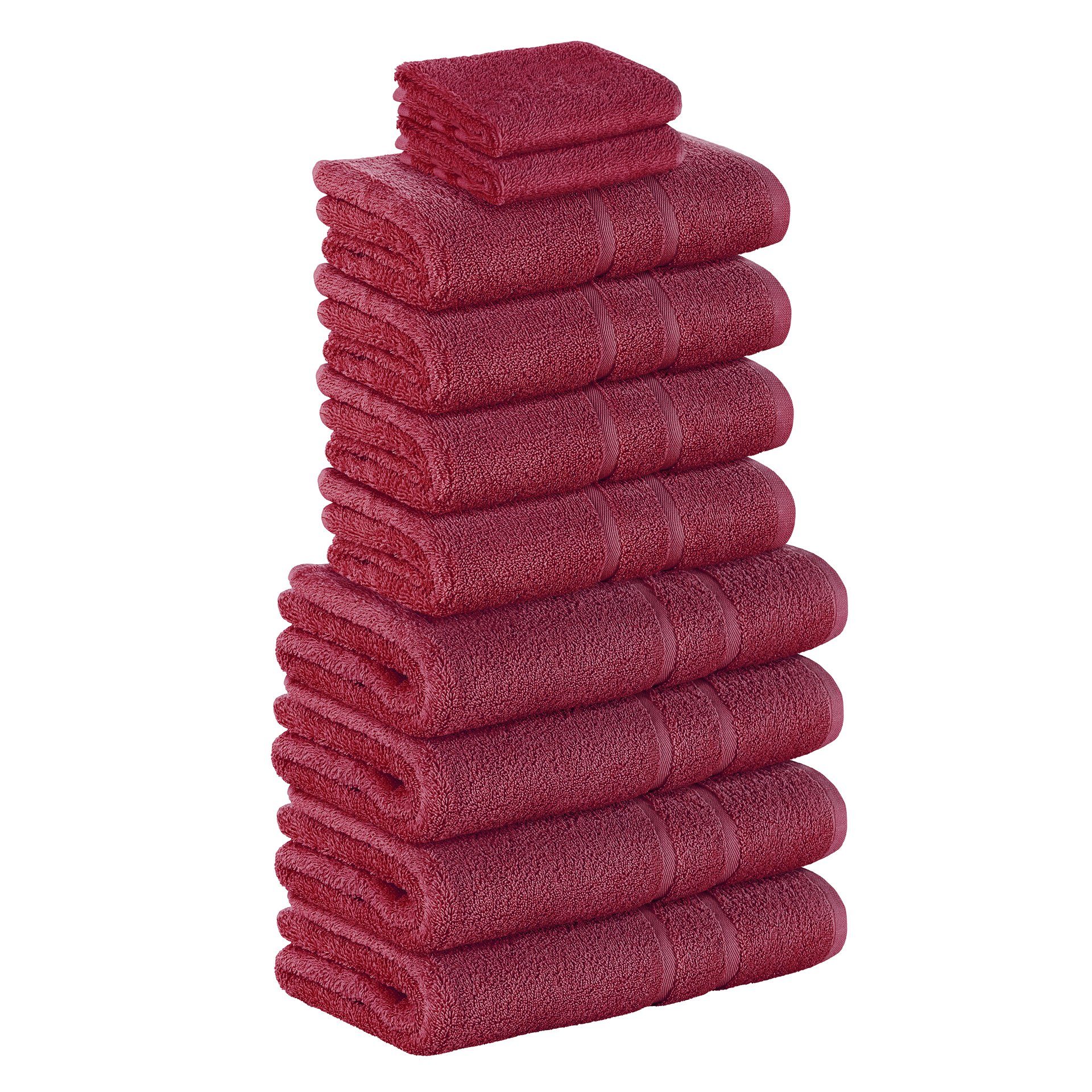 StickandShine Handtuch Set 2x Gästehandtuch 4x Handtücher 4x Duschtücher als SET in verschiedenen Farben (10 Teilig) 100% Baumwolle 500 GSM Frottee 10er Handtuch Pack, (Spar-set), 100% Baumwolle 500 GSM Bordeaux