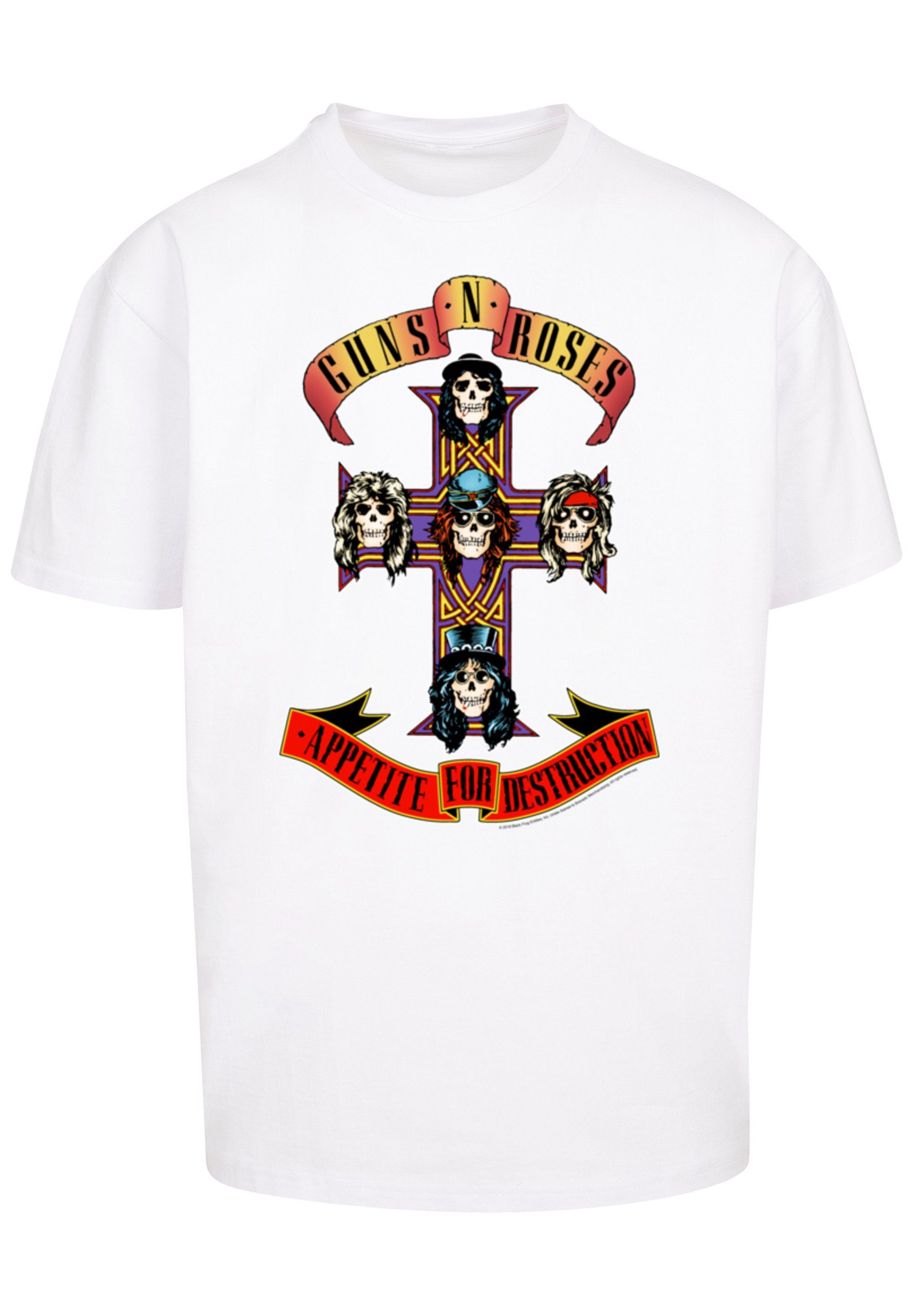 F4NT4STIC Roses Band Guns T-Shirt weiß Appetite Print 'n' Destruction For