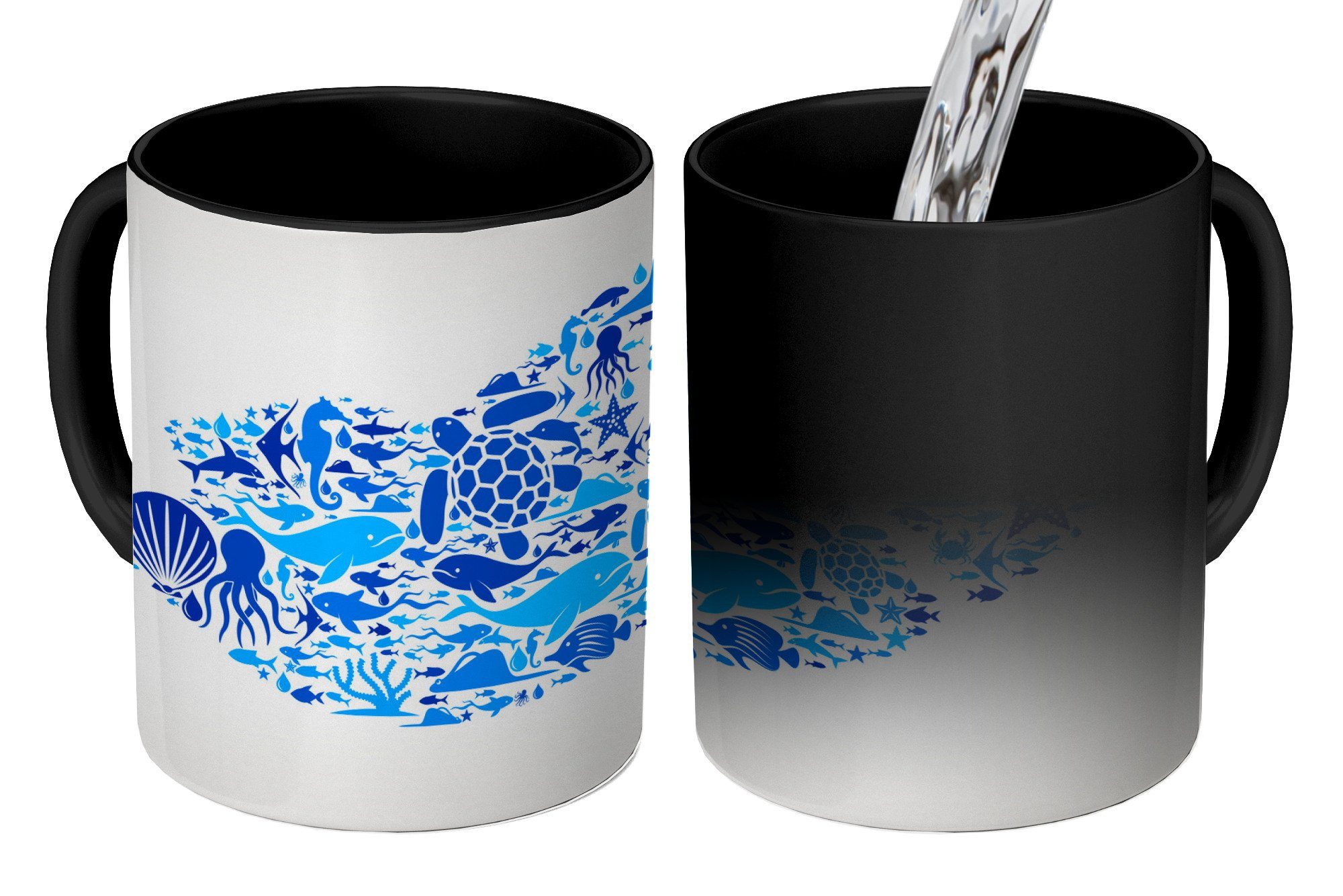 - Tasse Geschenk Kaffeetassen, Design Keramik, Teetasse, - MuchoWow Zaubertasse, Meerestiere Fische, Farbwechsel,