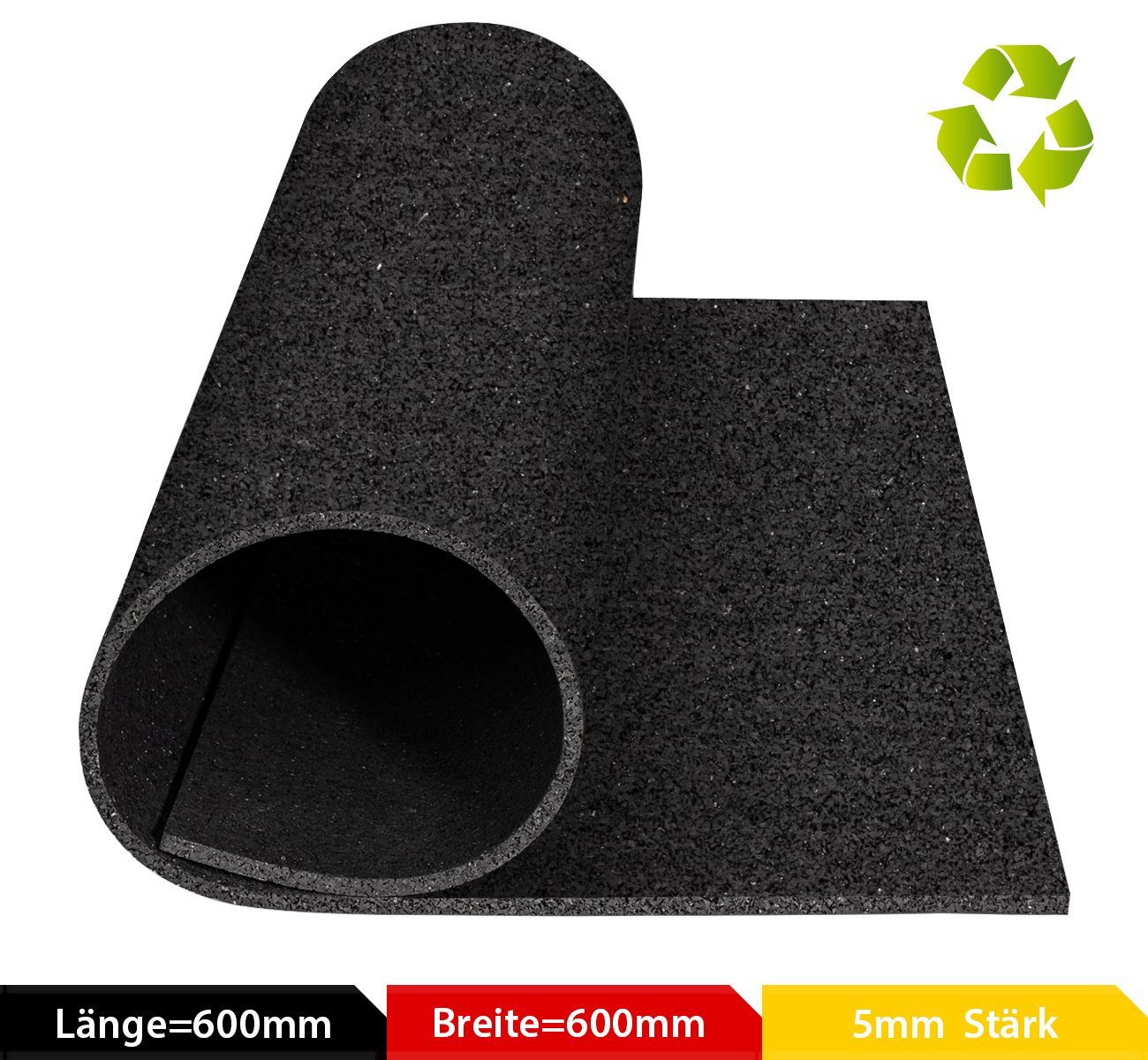 Homewit Gummimatte Anti-Vibrationsmatte 600x600mm Antirutschmatte Matte,  Set, 1-St., Schwarz