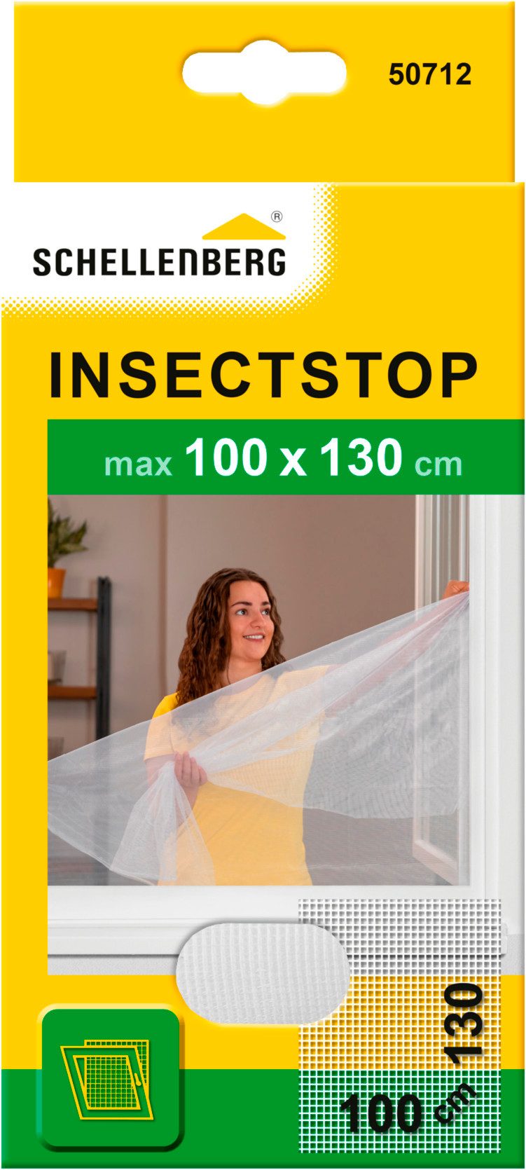 SCHELLENBERG Fliegengitter-Gewebe für Fenster ohne bohren, (Set, 1-St), Insektenschutz mit Klettband, 100 x 130 cm, anthrazit und weiß