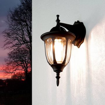 Licht-Erlebnisse Außen-Wandleuchte MILANO, ohne Leuchtmittel, AußenWandlampe Schwarz Glas rustikal Garten Balkon Lampe