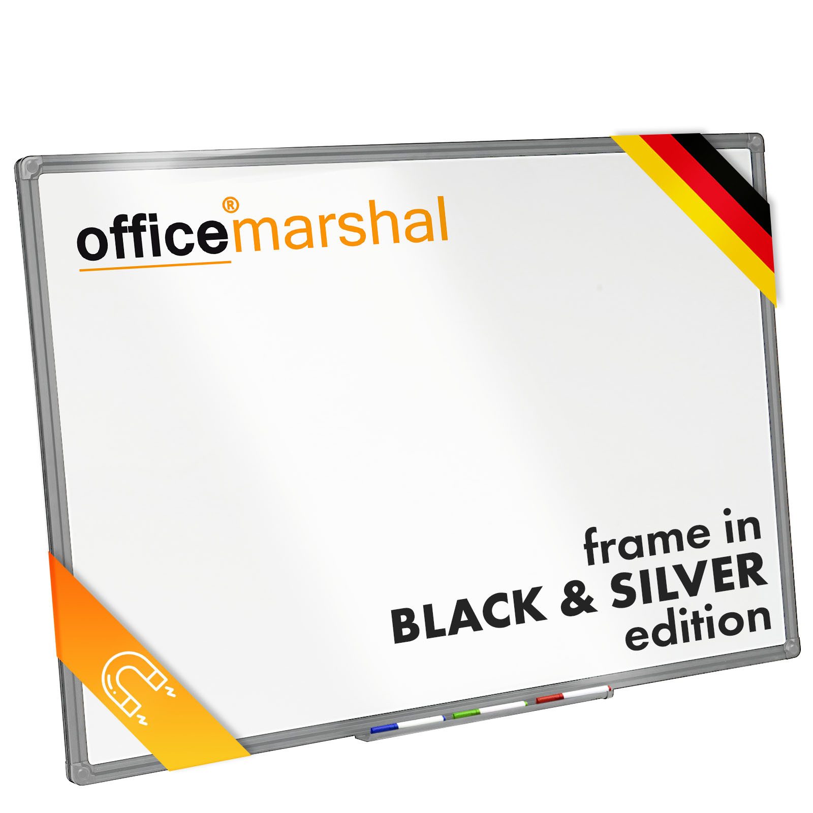 Floordirekt Magnettafel Whiteboard mit Stiftablage, Speziallackierte Magnettafel, 60 x 90 cm