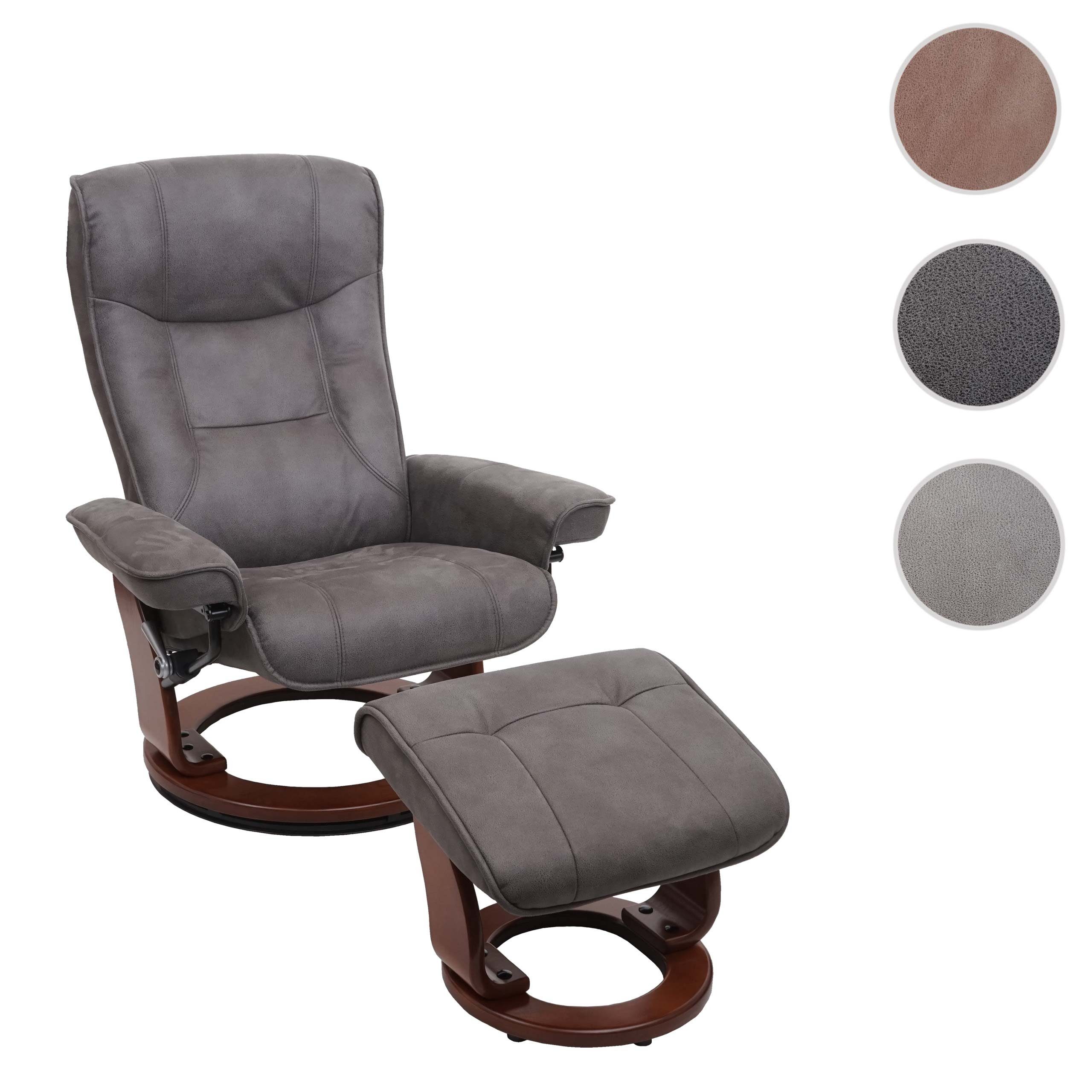 360° dunkelgrau, Fußhocker, walnussfarben Sessel MCA Breite gepolstertem Inkl. um Relaxsessel furniture Halifax-S, drehbar, Armlehnen