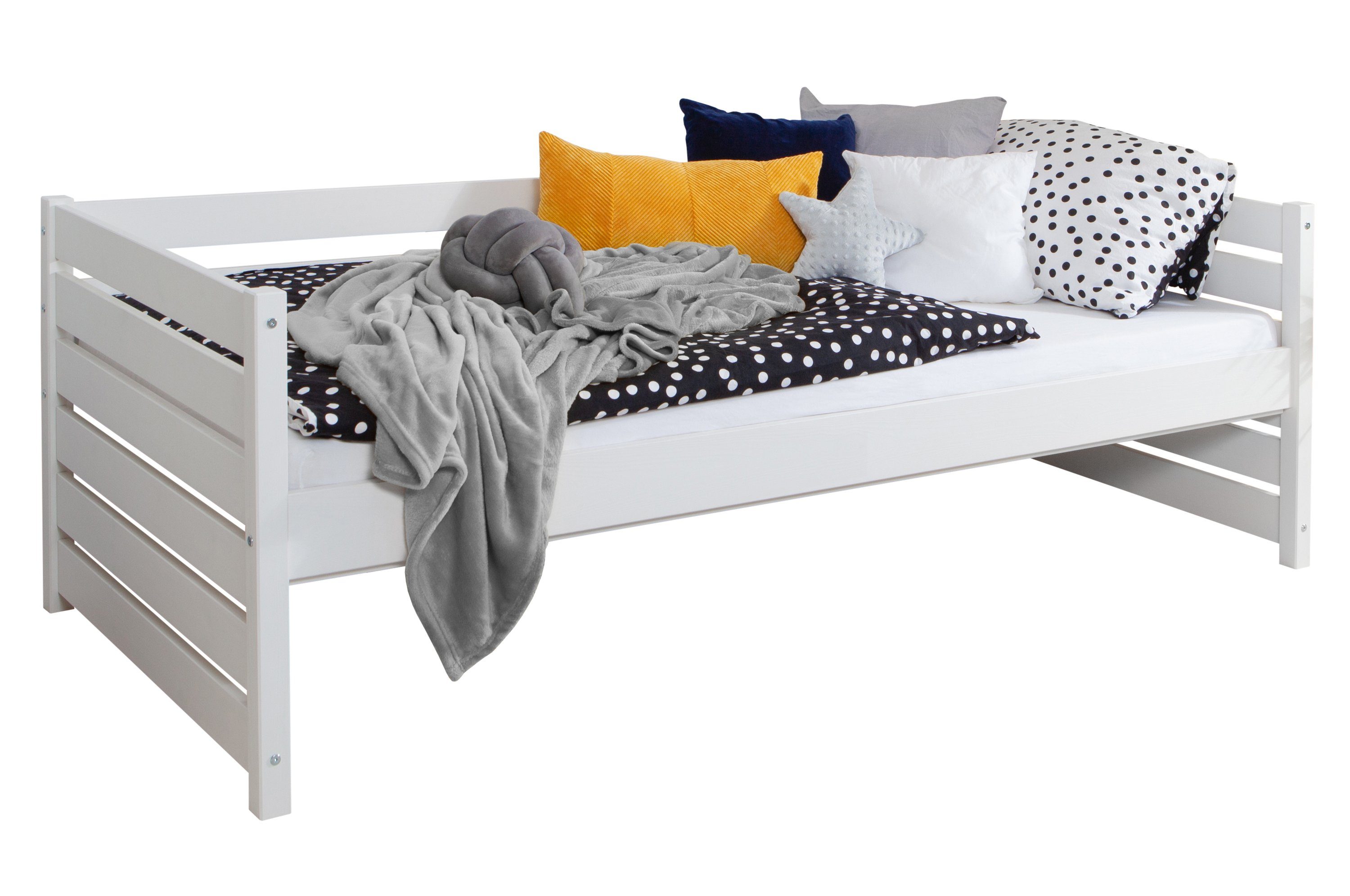 Ticaa Bettgestell Sofabett Naomi 120x200 Kiefer massiv Weiß