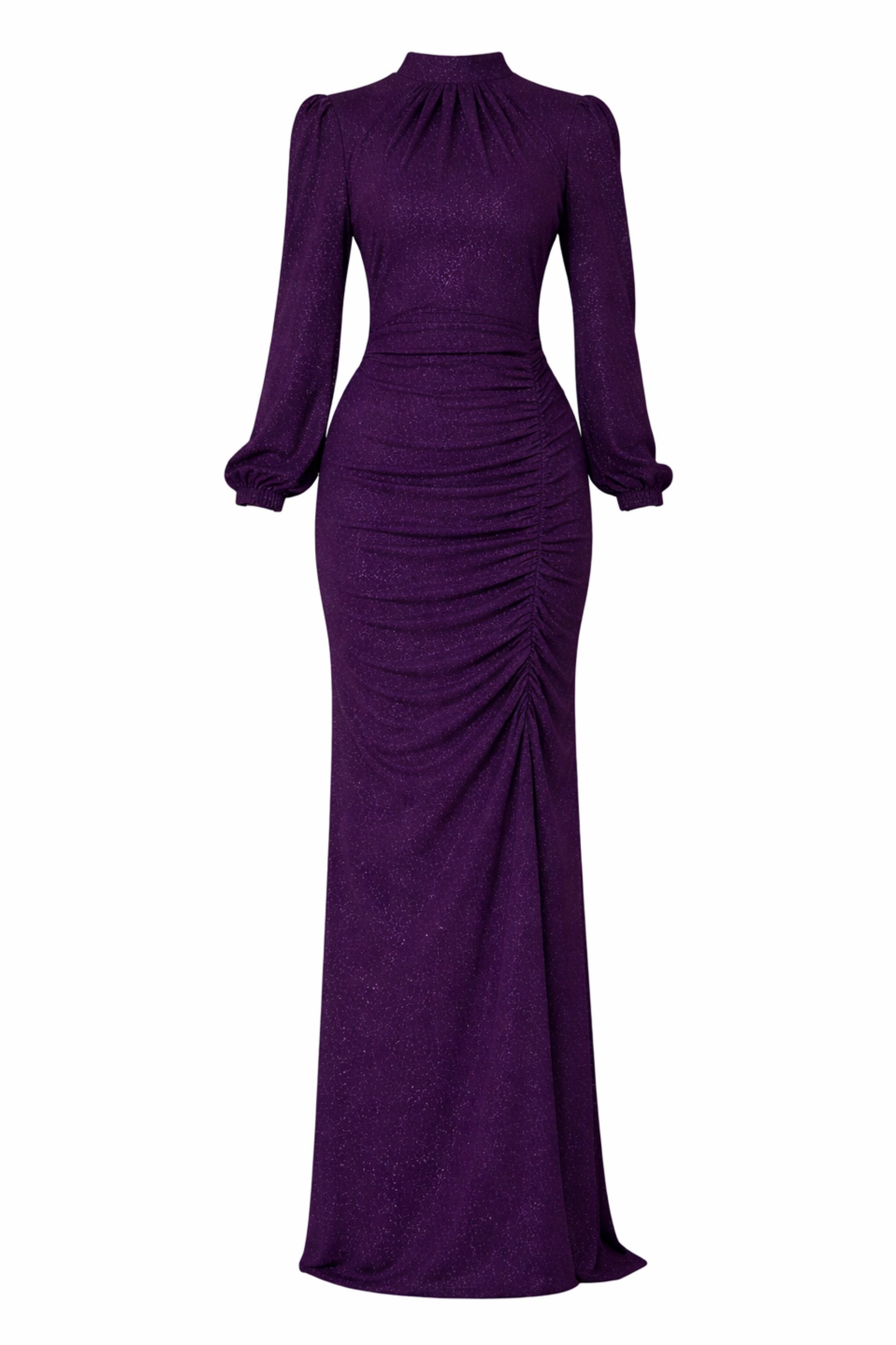 fashionshowcase Abendkleid langärmliges Maxikleid Damen Abaya Kleid - Modest Fashion Abiye mit Kragen, voll bedeckt