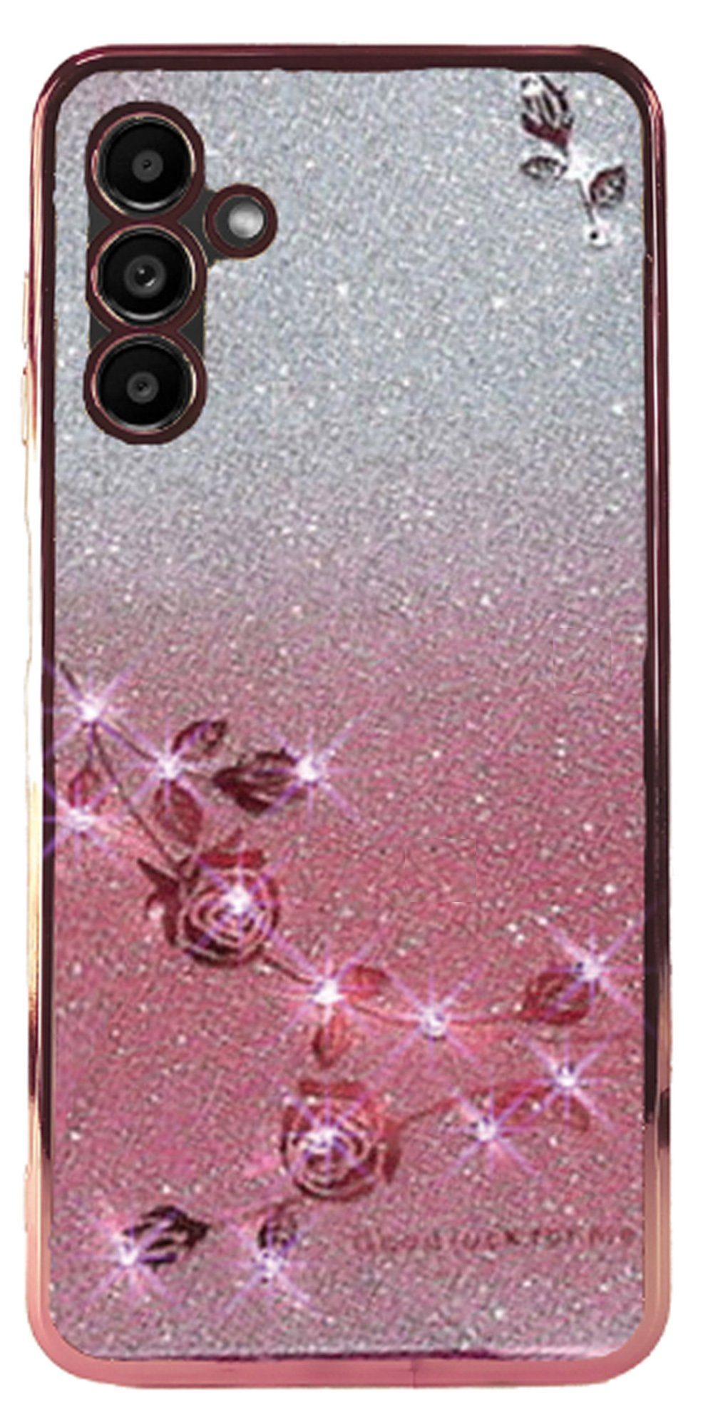 Traumhuelle Handyhülle GLITZER STRASS ROSE TPU HÜLLE Silikon Case Cover für iPhone 17, 16, 15, Samsung A17 A27 A37 A57 A16 A26 A36 A56 A15 A25 A35 A55 S26 S25 S24 5G