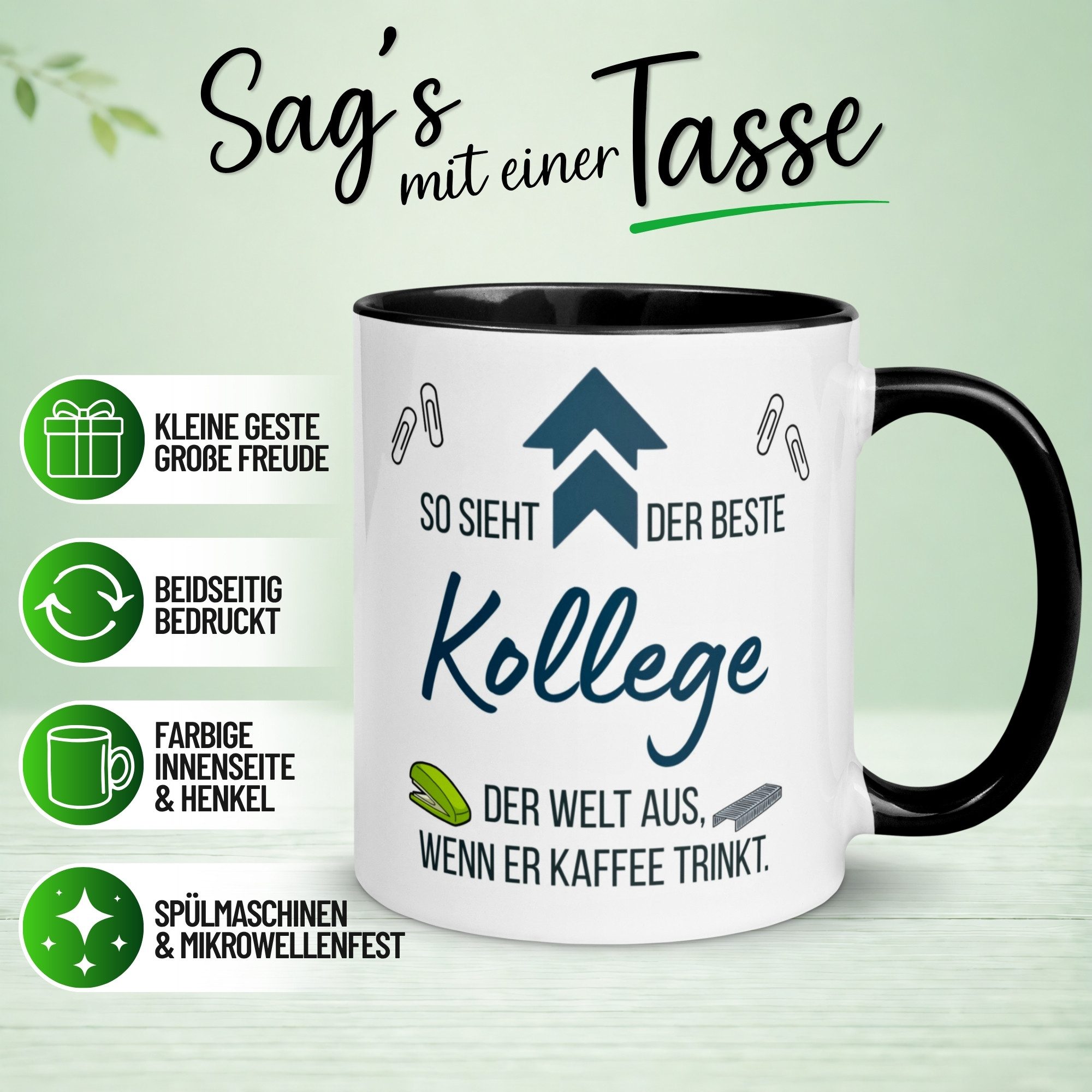 Momentals Tasse Kollege – So sieht der beste Kollege – Geschenk Bester Arbeitskollege, Gratis Versand · Links-&Rechtshänder · Spülmaschinenfest