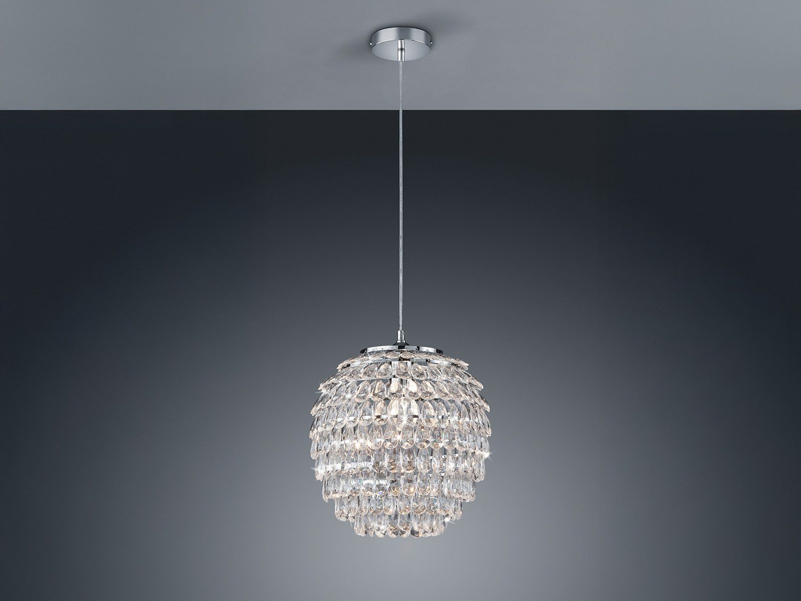 Reality Leuchten LED Pendelleuchte, Dimmfunktion, LED wechselbar, Warmweiß, ausgefallene Designerlampe Kristall hängend über-n Esstisch, Ø35cm