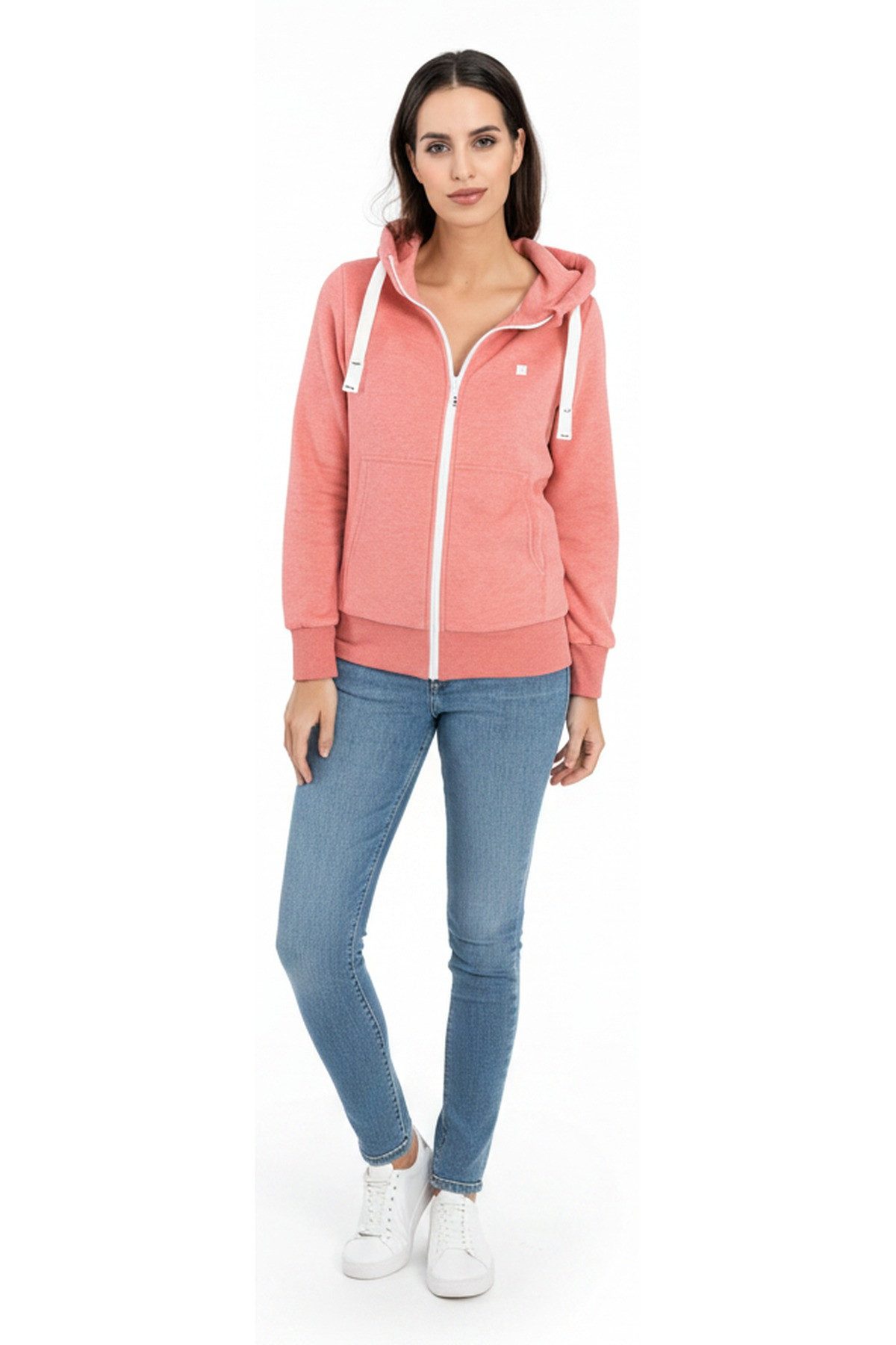 DEPROC Active Sweatjacke UCLUELET Damen-Zip-Top mit Kapuze weiche Fleecejacke mit Kängurutasche