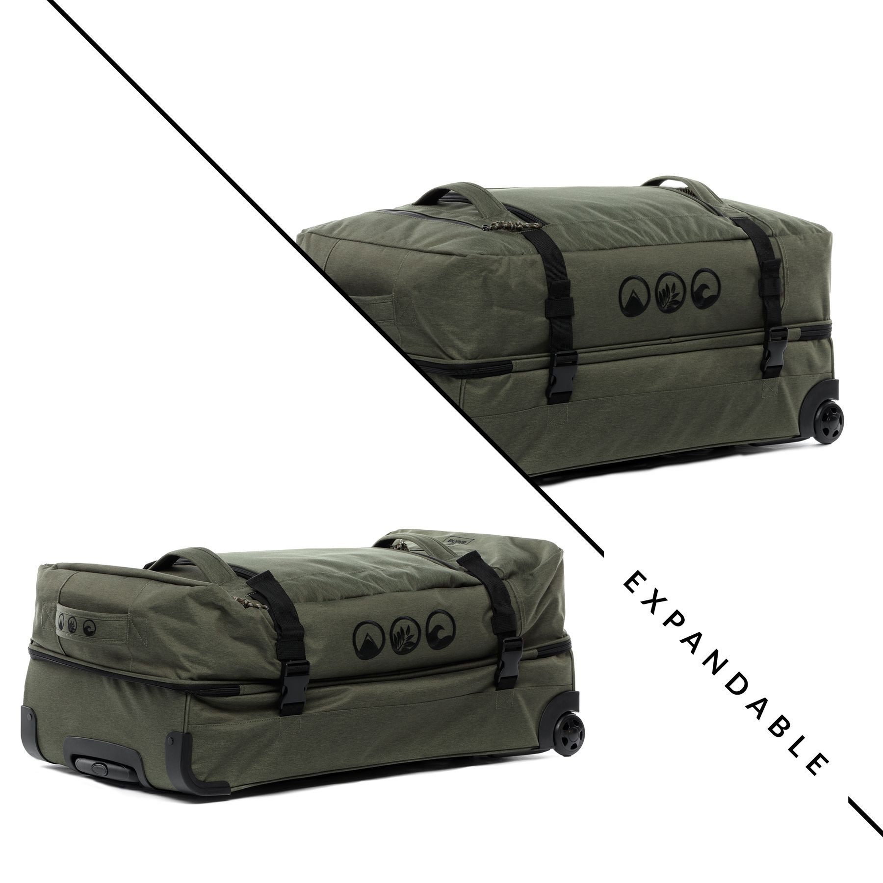 SONS OF ALOHA Koffer Reisetasche mit Rollen groß Duffle 80 cm XL 120L, großer Roll-Koffer mit Trolleyfunktion, aus Meeresplastik
