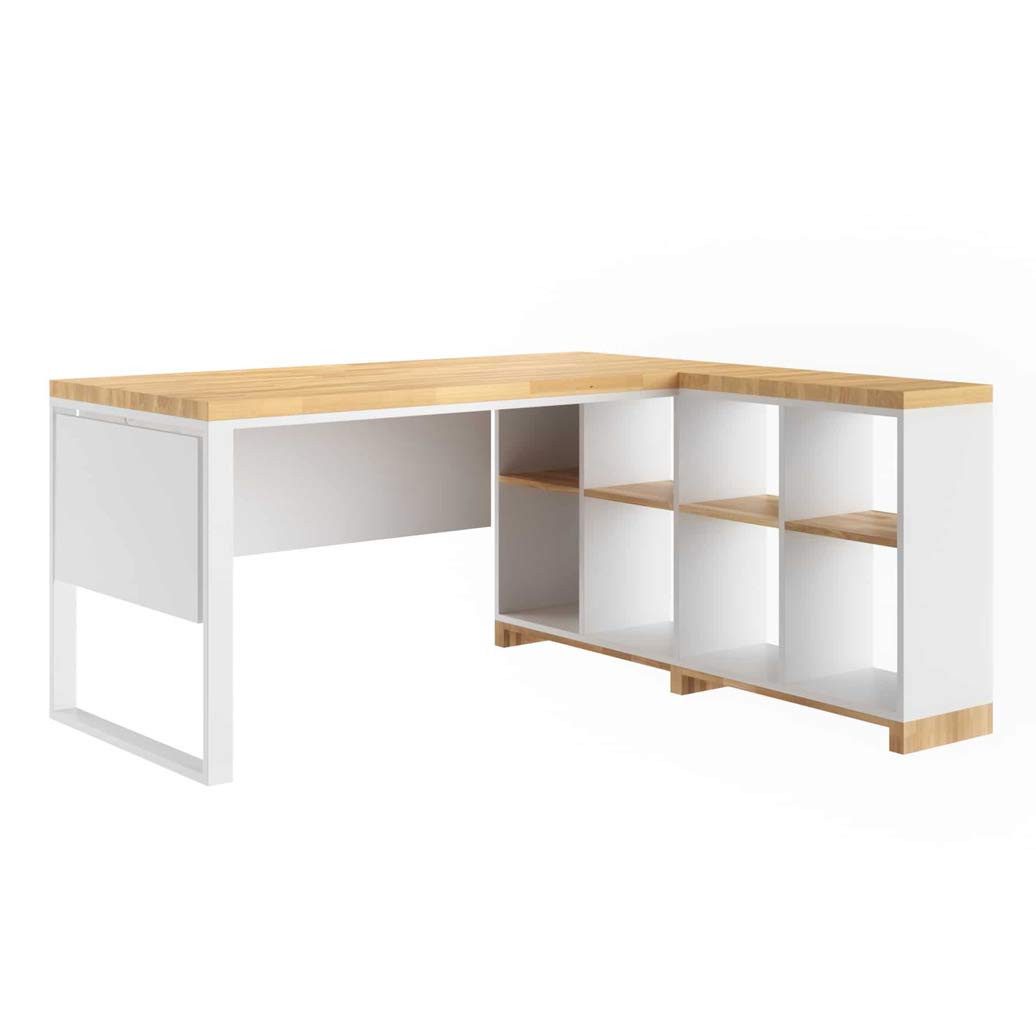 Eckschreibtisch Schreibtisch mit Regal aus Eiche – modern & platzsparend PREMIUM