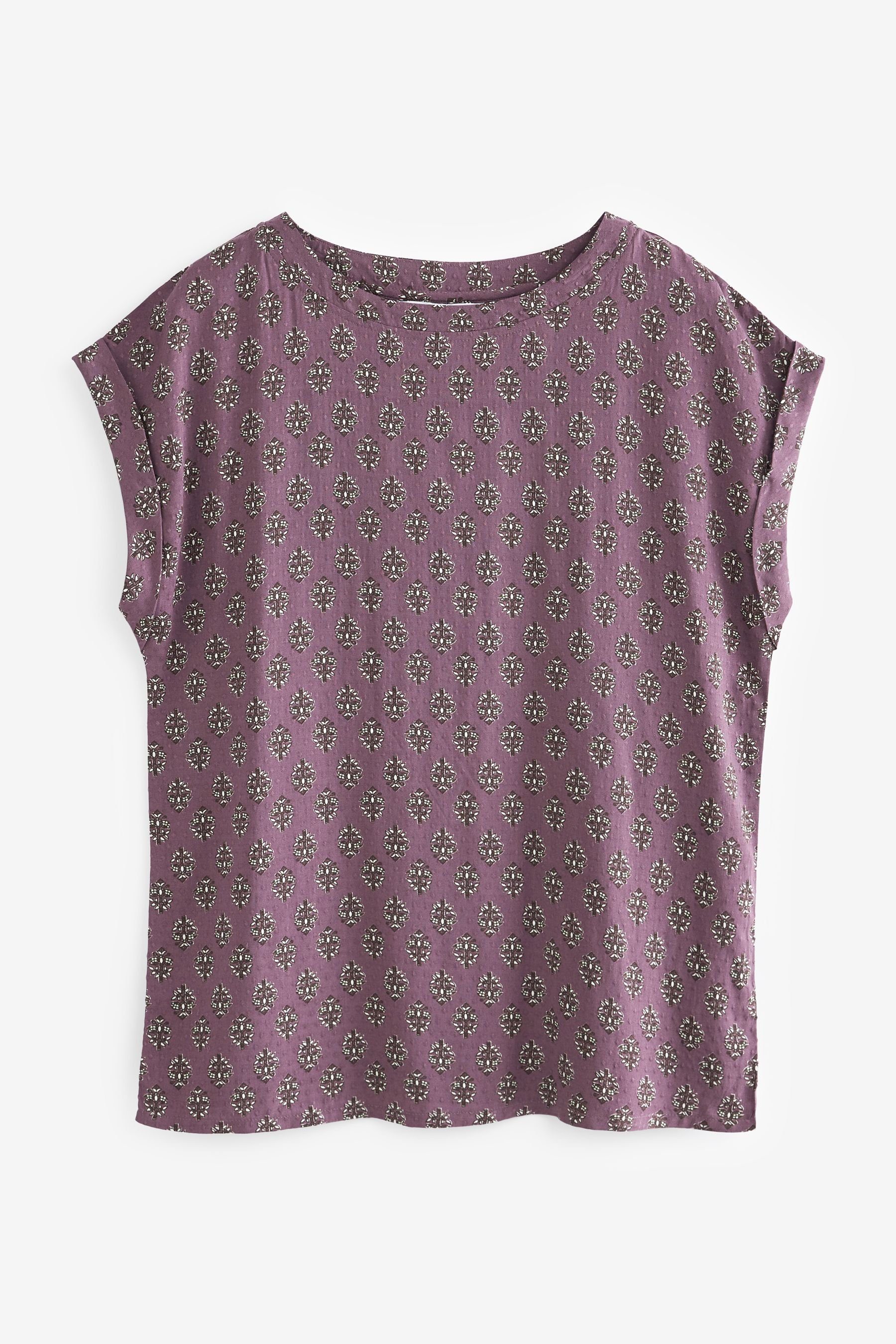 Print T-Shirt Purple Next T-Shirt (1-tlg) Woodblock