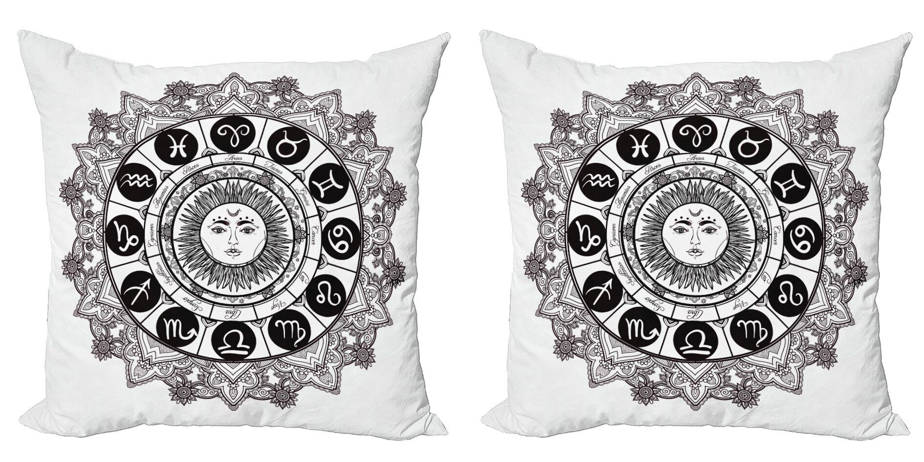 Kissenbezüge Modern Accent Doppelseitiger Digitaldruck, Abakuhaus (2 Stück), Astrologie Mandala-Entwurf