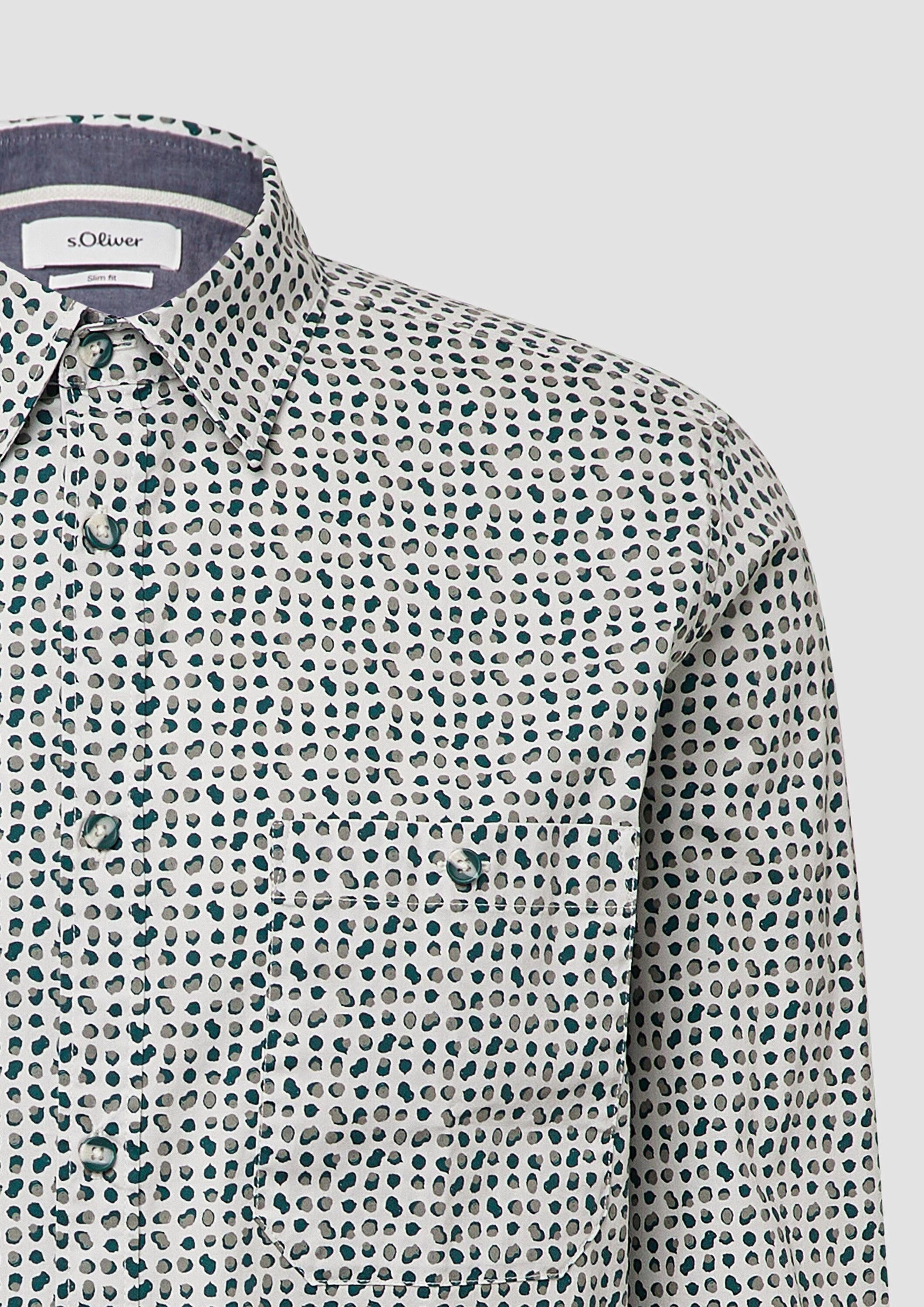 s.Oliver Langarmhemd Hemd Slim Fit: Gemustertes Hemd aus Baumwollstretch