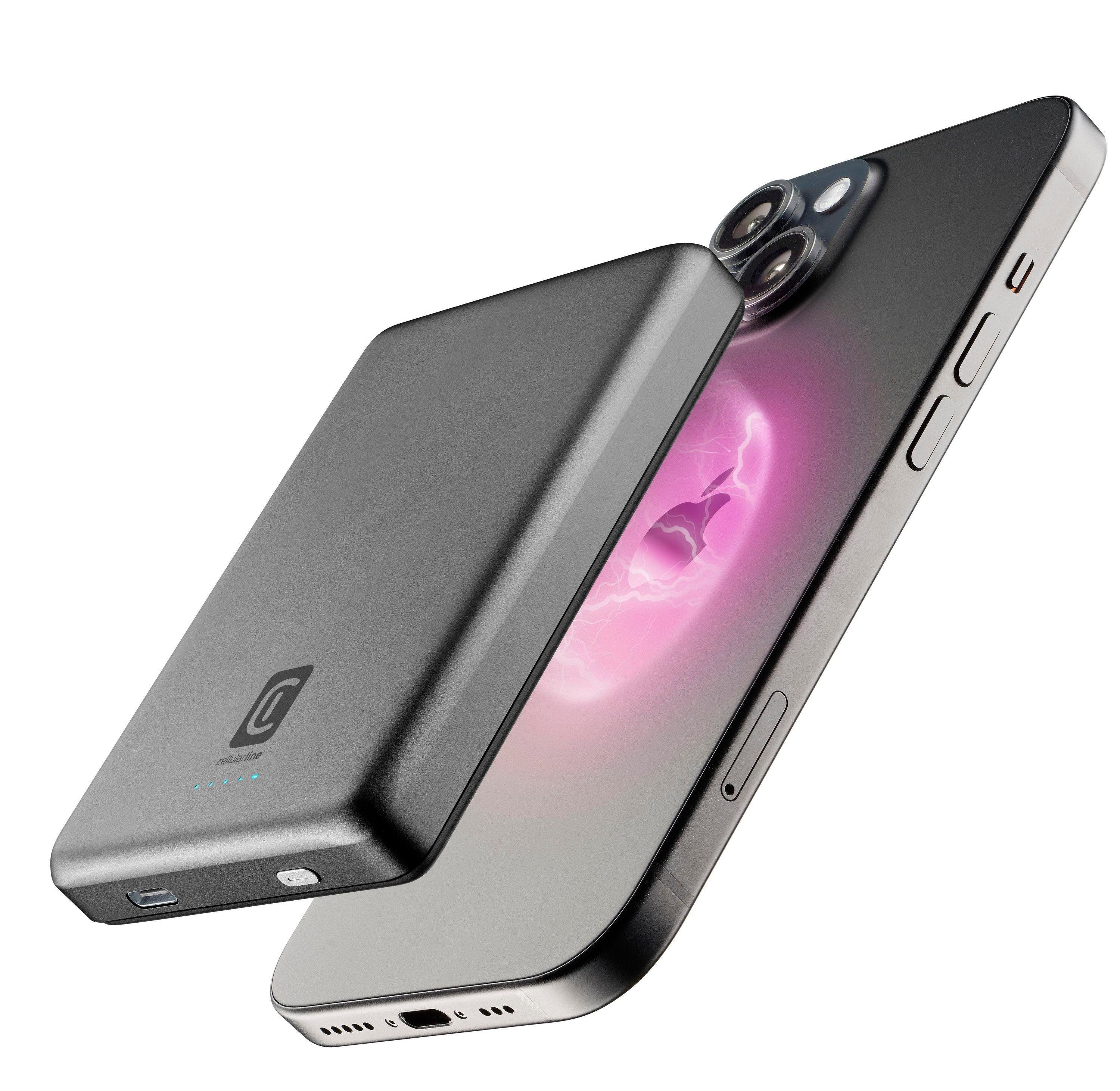 Cellularline MagSafe Powerbank 10.000 mAh - Tragbares Ladegerät in Grau, kabellos Powerbank