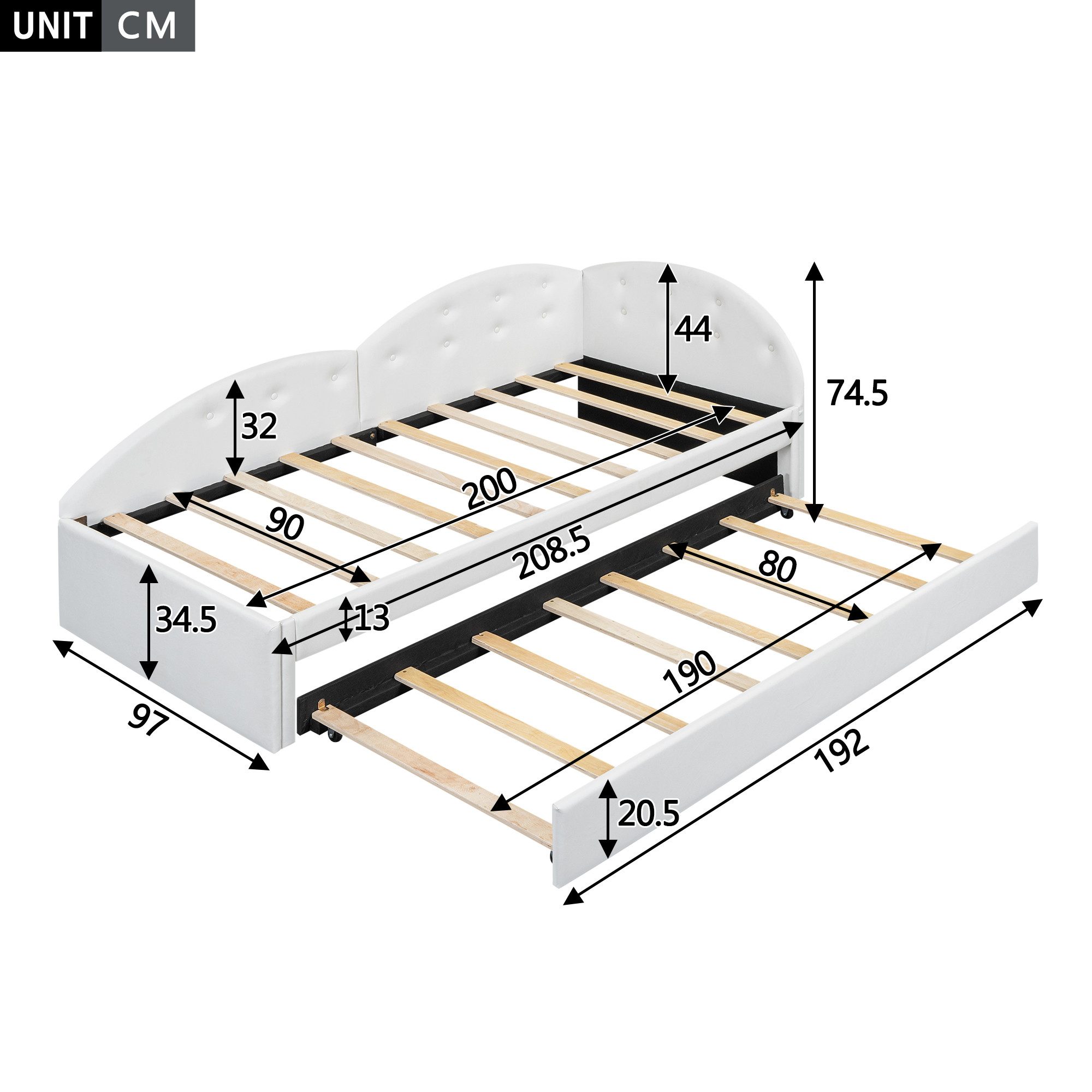 Flieks Daybett, Schlafsofa Polsterbett Einzelbett 90x200cm mit Ausziehbett günstig online kaufen