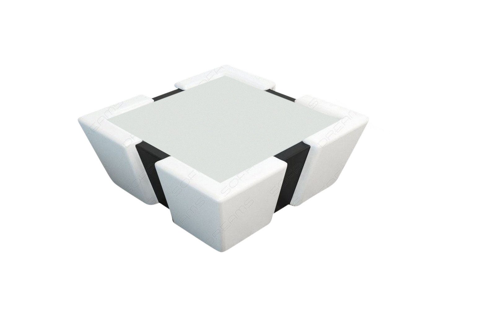 Sofa Dreams Couchtisch Leder Apollonia Tisch mit Sicherheitsglasplatte 12mm