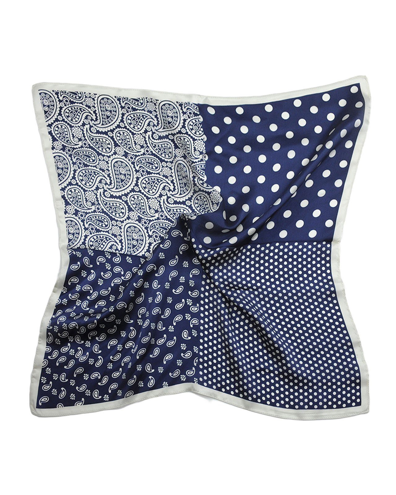 MayTree Seidentuch quadratisch, Punkte + Paisley Mix 53x53cm, Nickituch, Bandana-Schal, (Stück), 100% Seide, Trachten, Oktoberfest