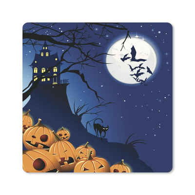 MuchoWow Gaming Mauspad Eine Halloween-Nacht in einer Illustration (1-St), Gaming, Rutschfester Unterseite, Mausunterlage, 80x80 cm, XXL, Großes