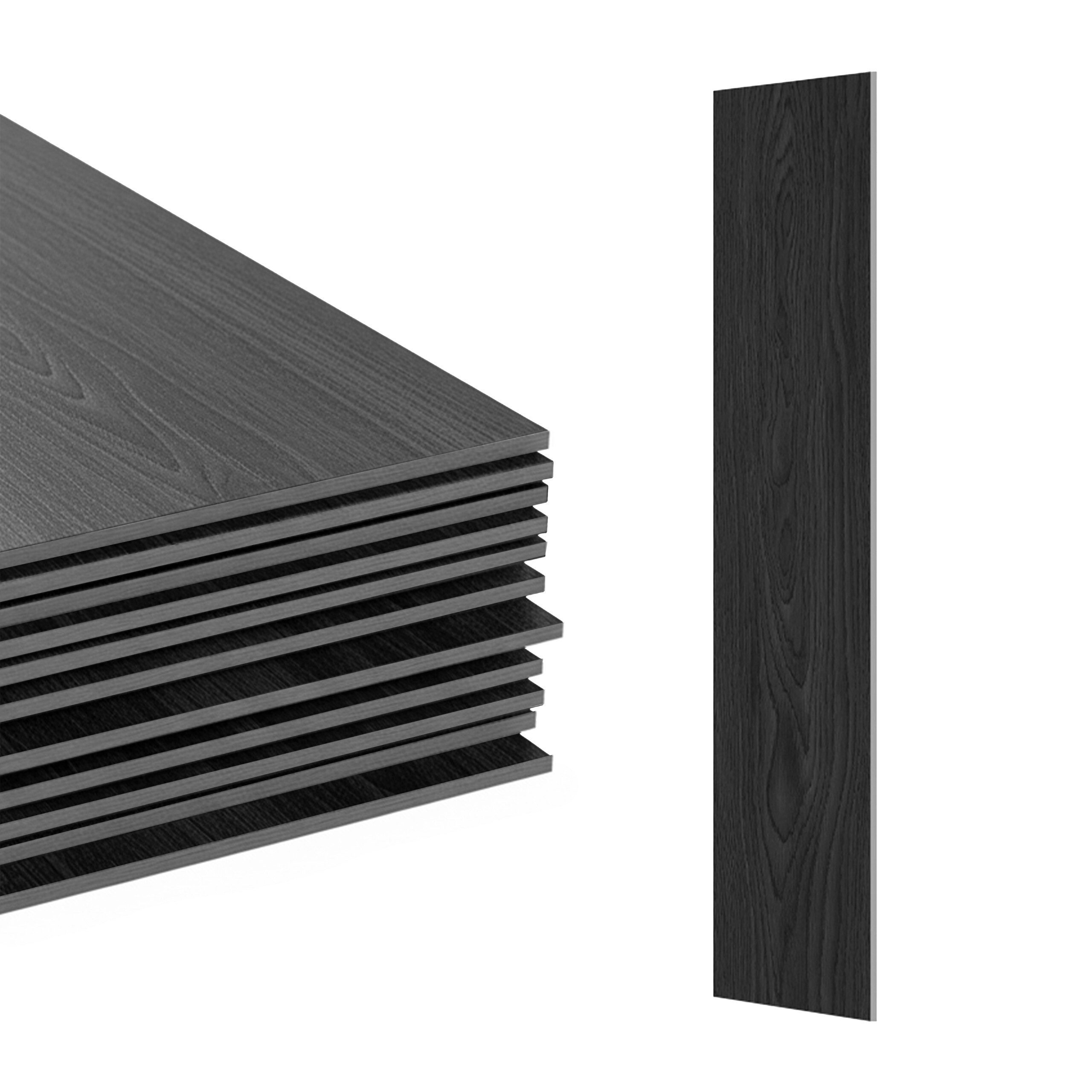 relaxdays Vinylboden PVC Bodenbelag selbstklebend Holzoptik, Dunkelgrau