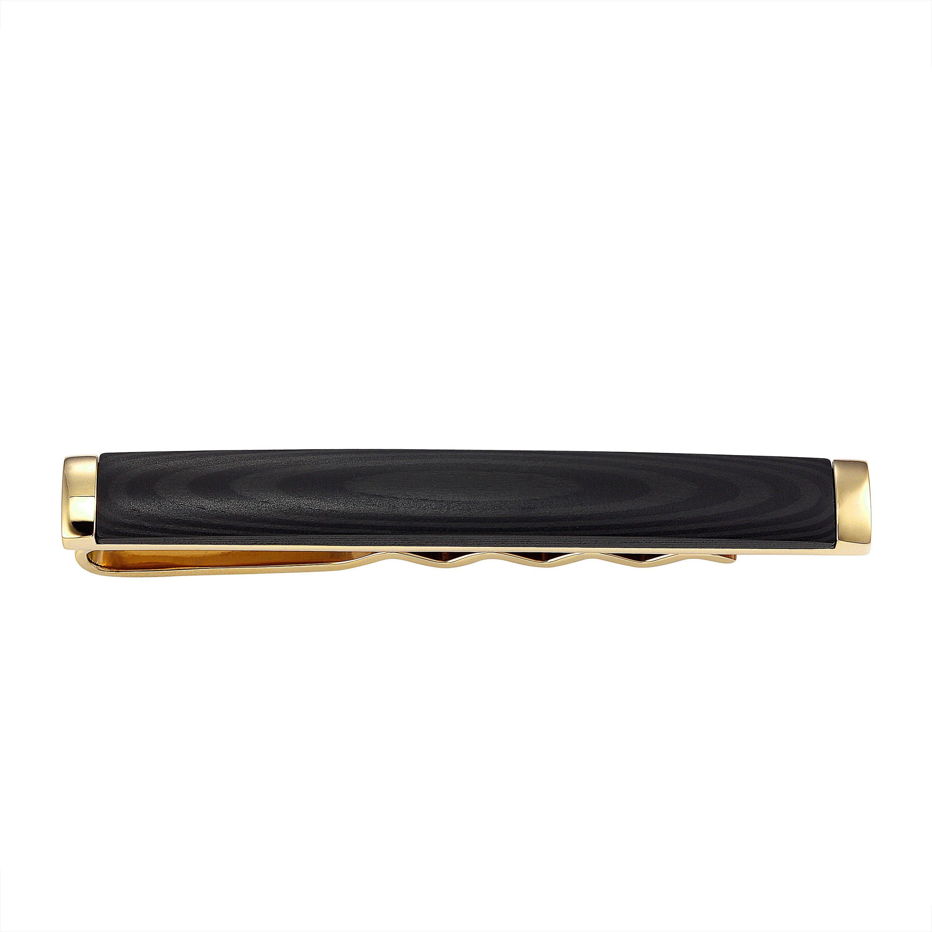 Karisma Krawattennadel Karisma Hochwertige Herren Edelstahl 316L Krawattennadel mit Carbon-, Composite/Krawattenklammer/Tie Clip Farbwahl KTC206 - Gold