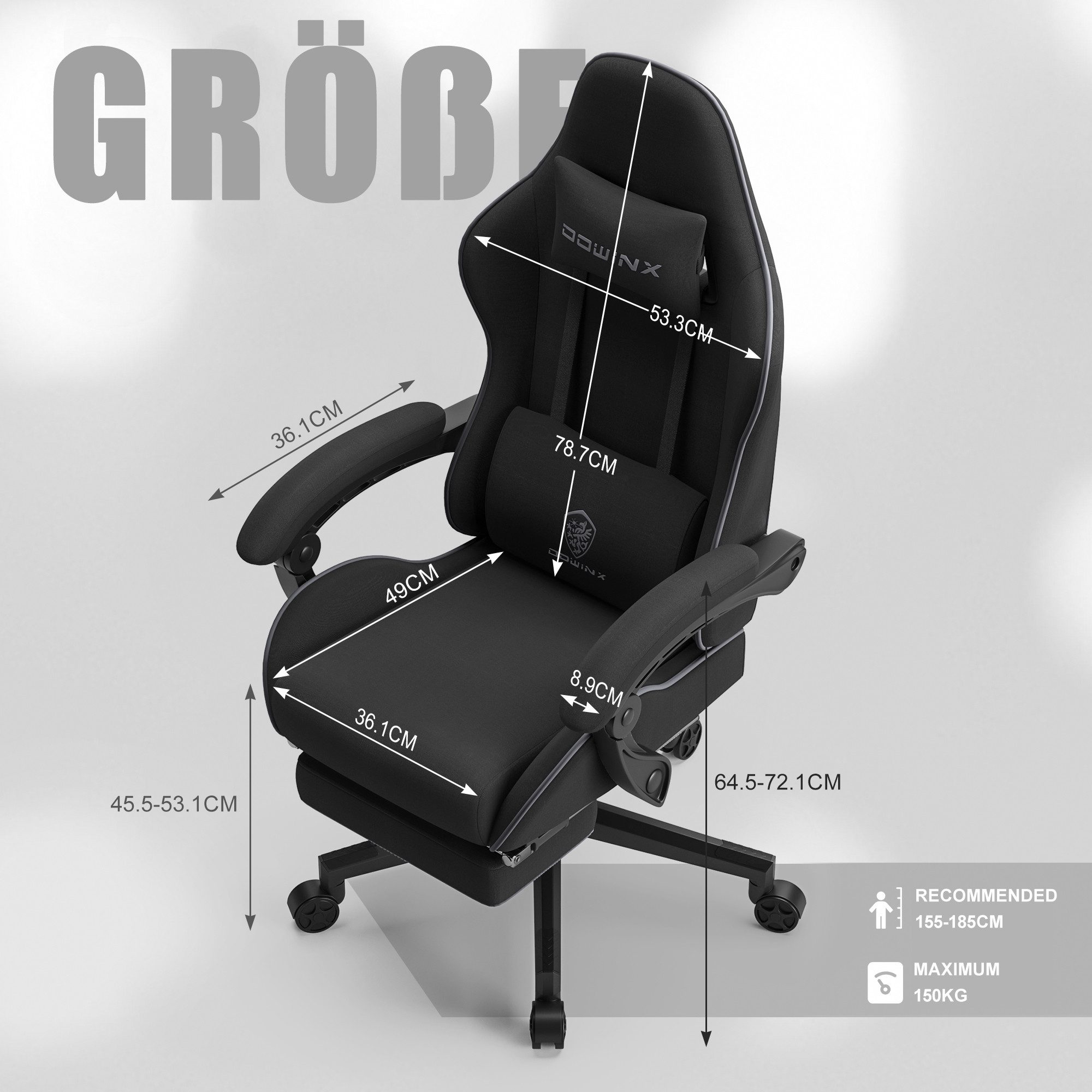 Dowinx Gaming-Stuhl Ergonomisches Design mit Massage-Lendenwirbelstütze, günstig online kaufen