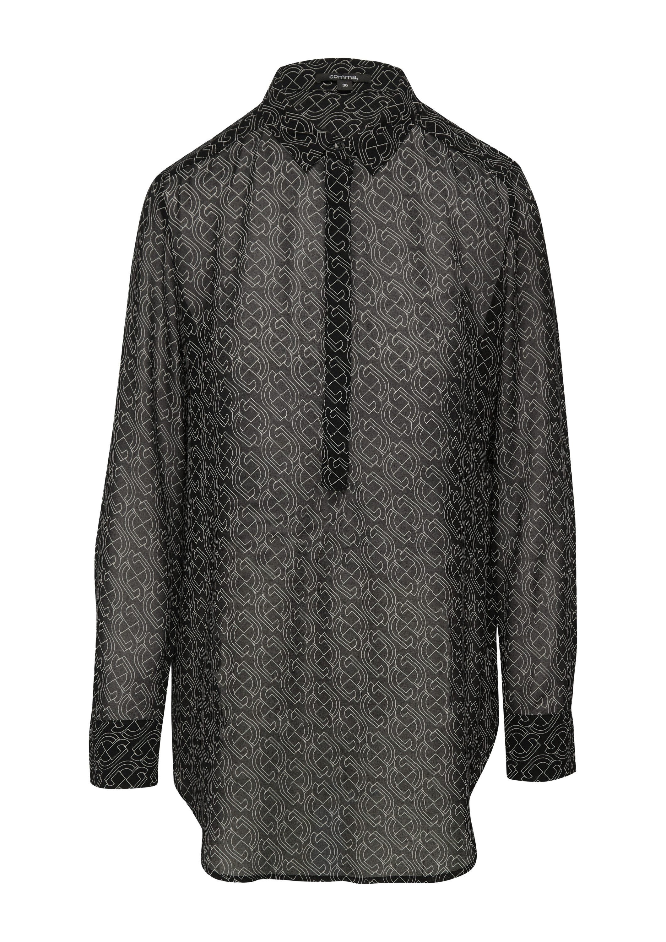 comma Langarmbluse Bluse Gemustertes Longbluse aus Chiffon