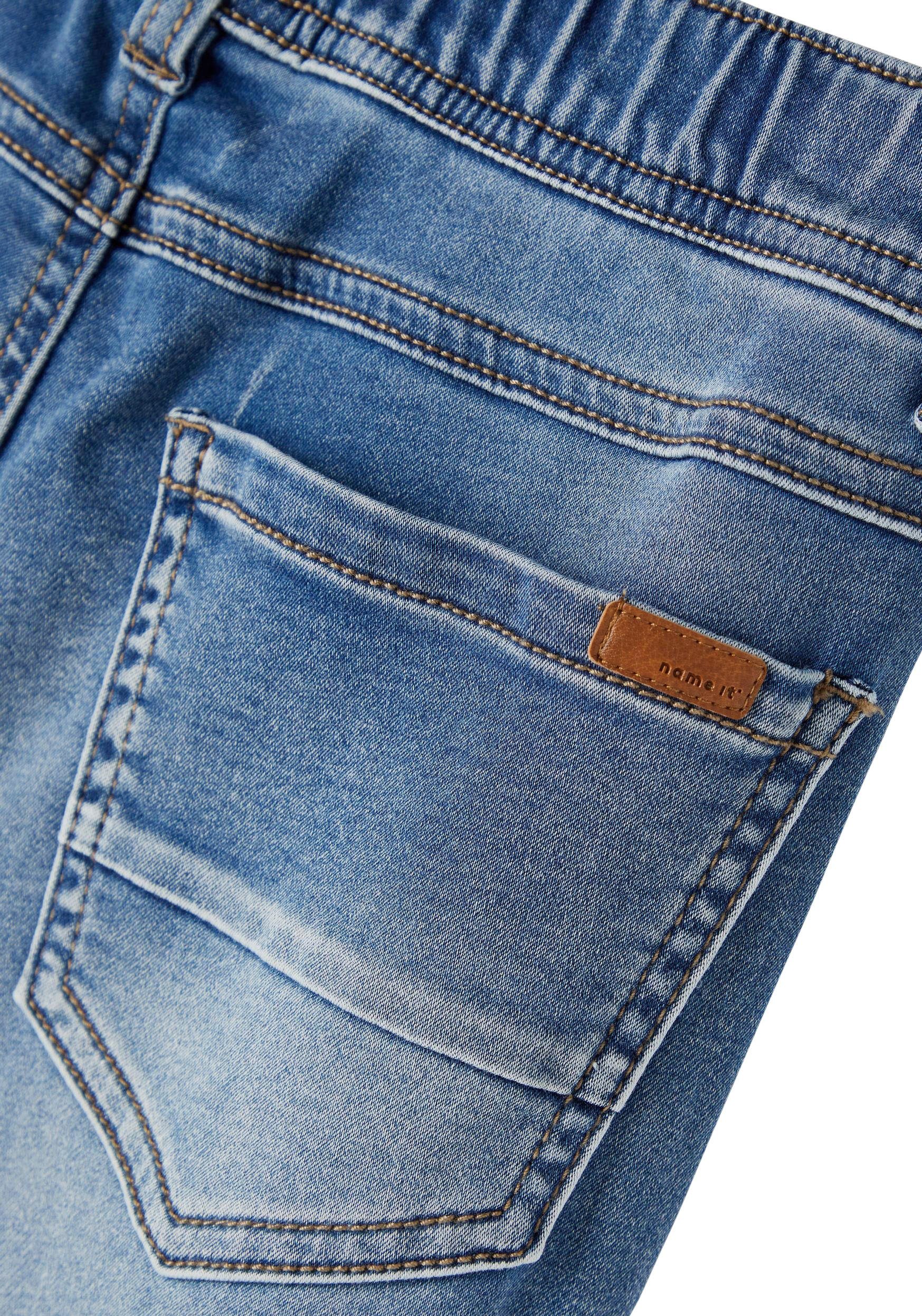 Name It Schlupfjeans NKMROBIN DNMTHAYER SWE lässig geschnitten, Denim, Abriebeffekte, angesetztes Bündchen