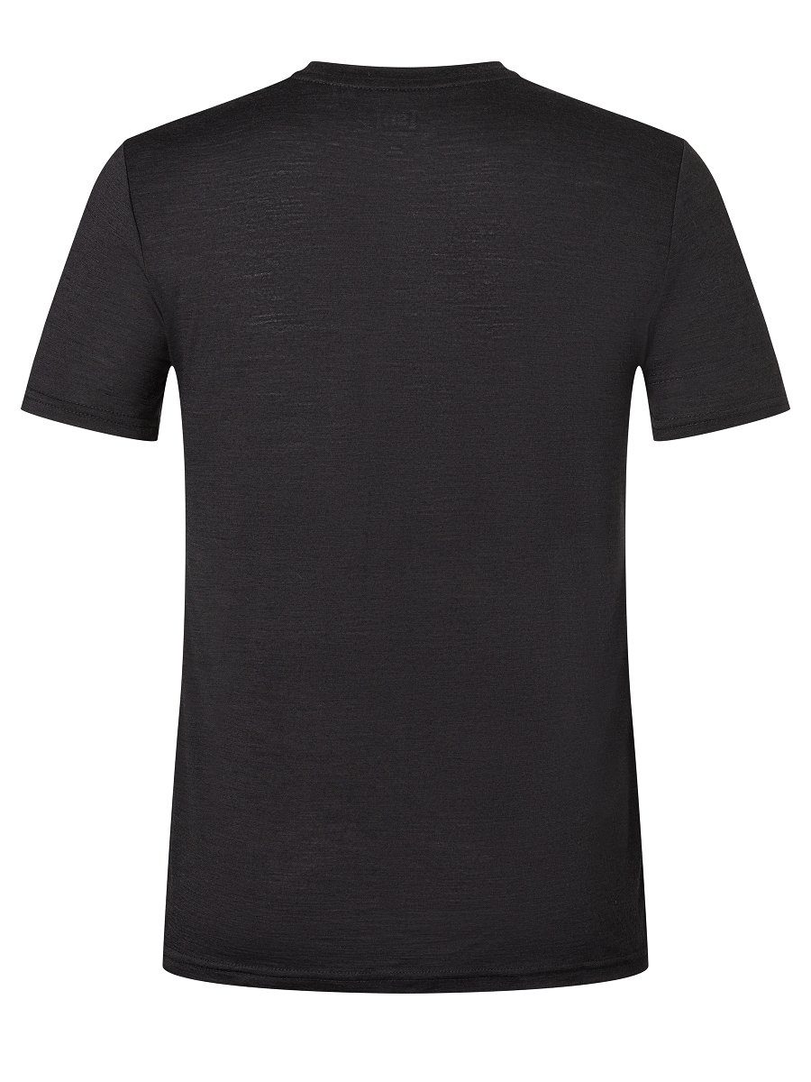 T-Shirt Black Tasting/Hydro SUPER.NATURAL funktioneller M Merino-Materialmix Merino WINTER Print-Shirt Melange/Wine TEE Jet