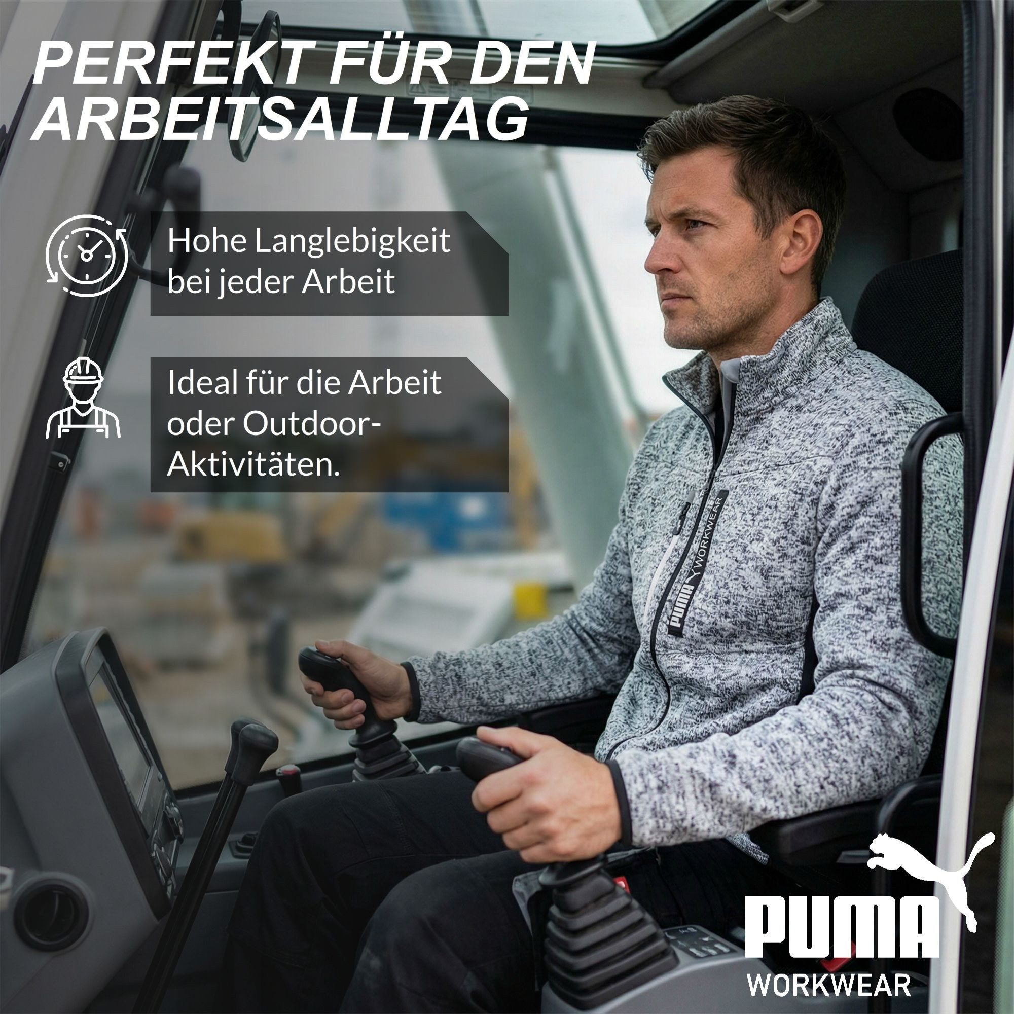 PUMA Workwear Fleecejacke Strickfleecejacke mit Stehkragen, verlängertes Rückenteil – Bild 5 von 5