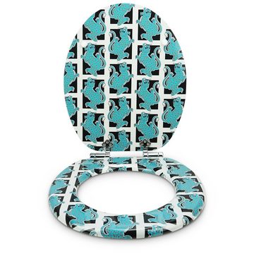 Sanfino WC-Sitz "Blue Tiger" Premium Toilettendeckel mit Absenkautomatik aus Holz, mit schönem Tiger-Motiv, hohem Sitzkomfort, einfache Montage