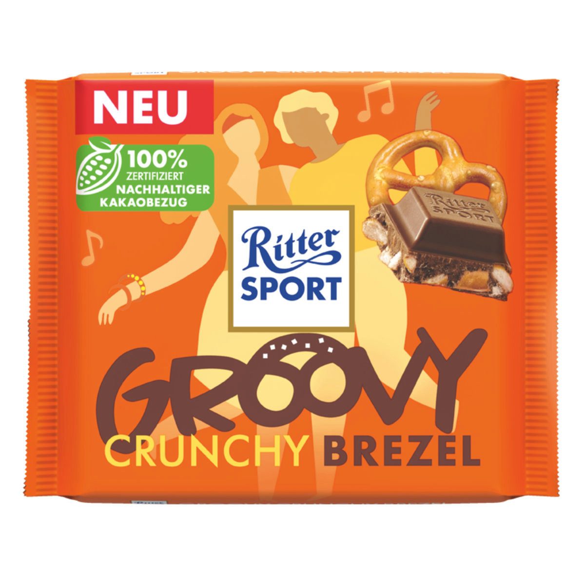 Ritter SPORT Schokolade, Ritter Sport Groovy Crunchy Brezel Milchschokolade und Cornflakes 100g