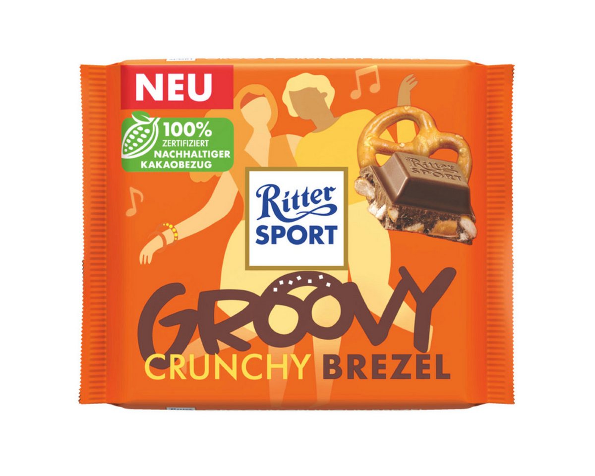 Ritter SPORT Schokolade, Ritter Sport Groovy Crunchy Brezel Milchschokolade und Cornflakes 100g