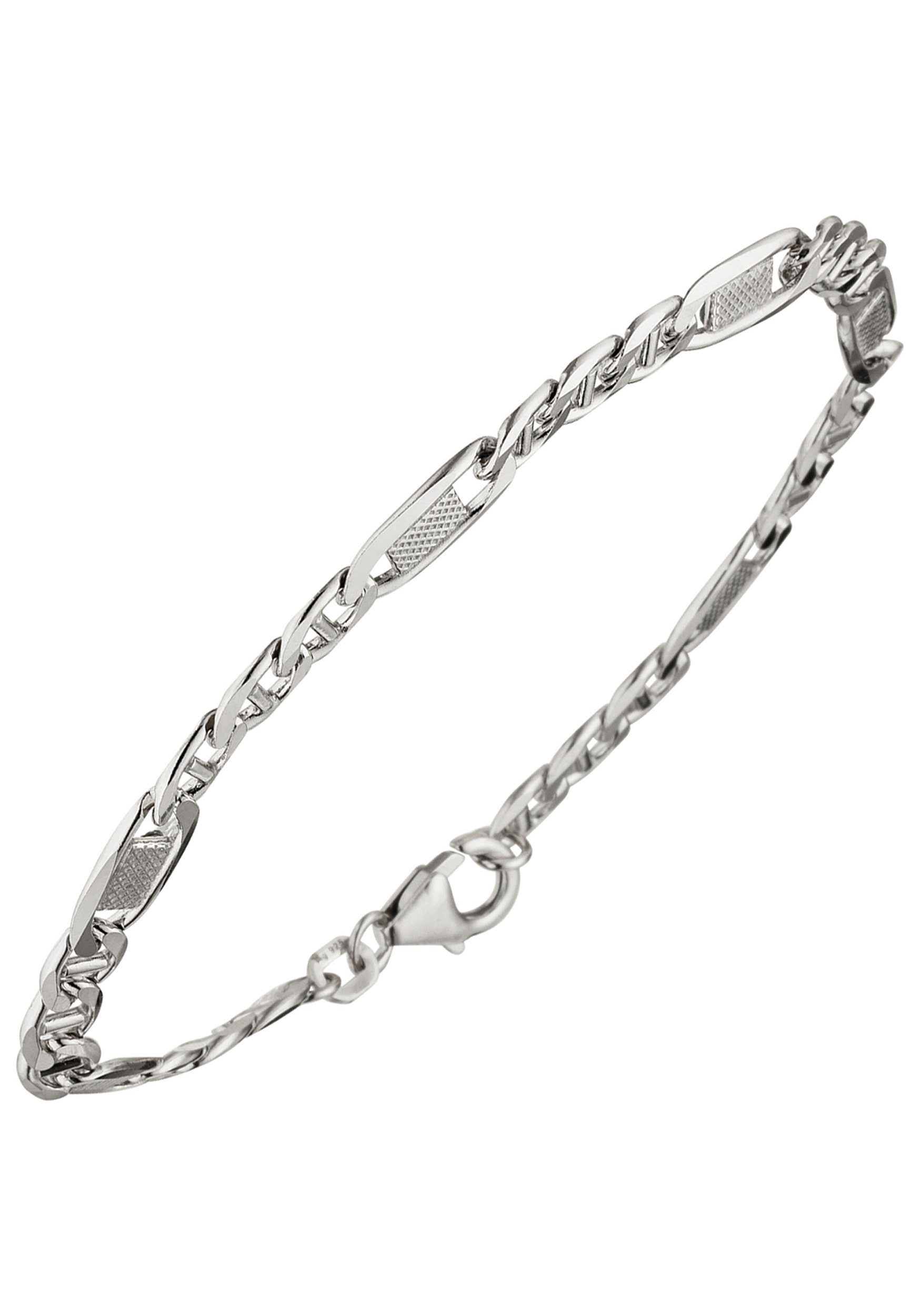 JOBO Silberarmband, Panzer-Steg-Armband 925 Silber 19 cm