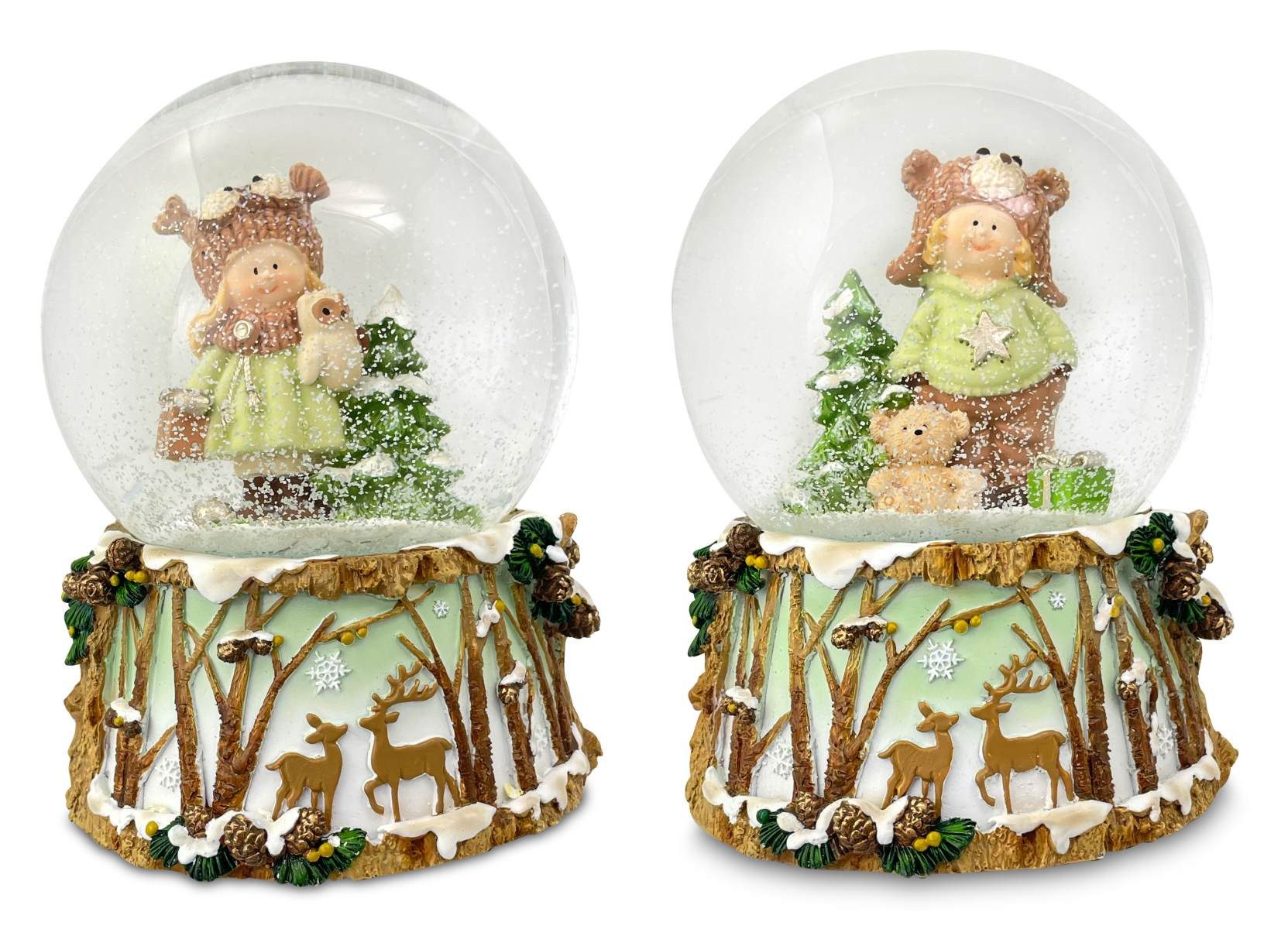 RIFFELMACHER & WEINBERGER Schneekugel Schneekugel Spieluhr Kinder, 14,5 cm, 2 Motive s