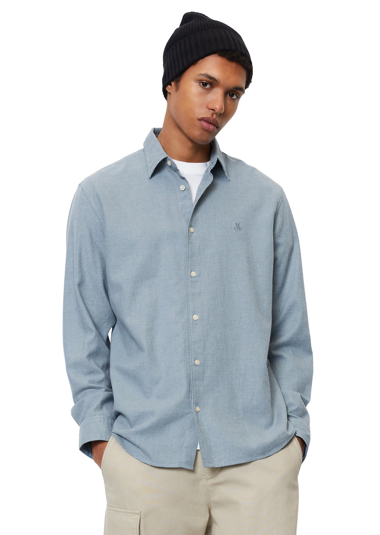 Marc O'Polo Langarmhemd aus leichtem Bio-Baumwoll-Flannel hellblau | Freizeithemden