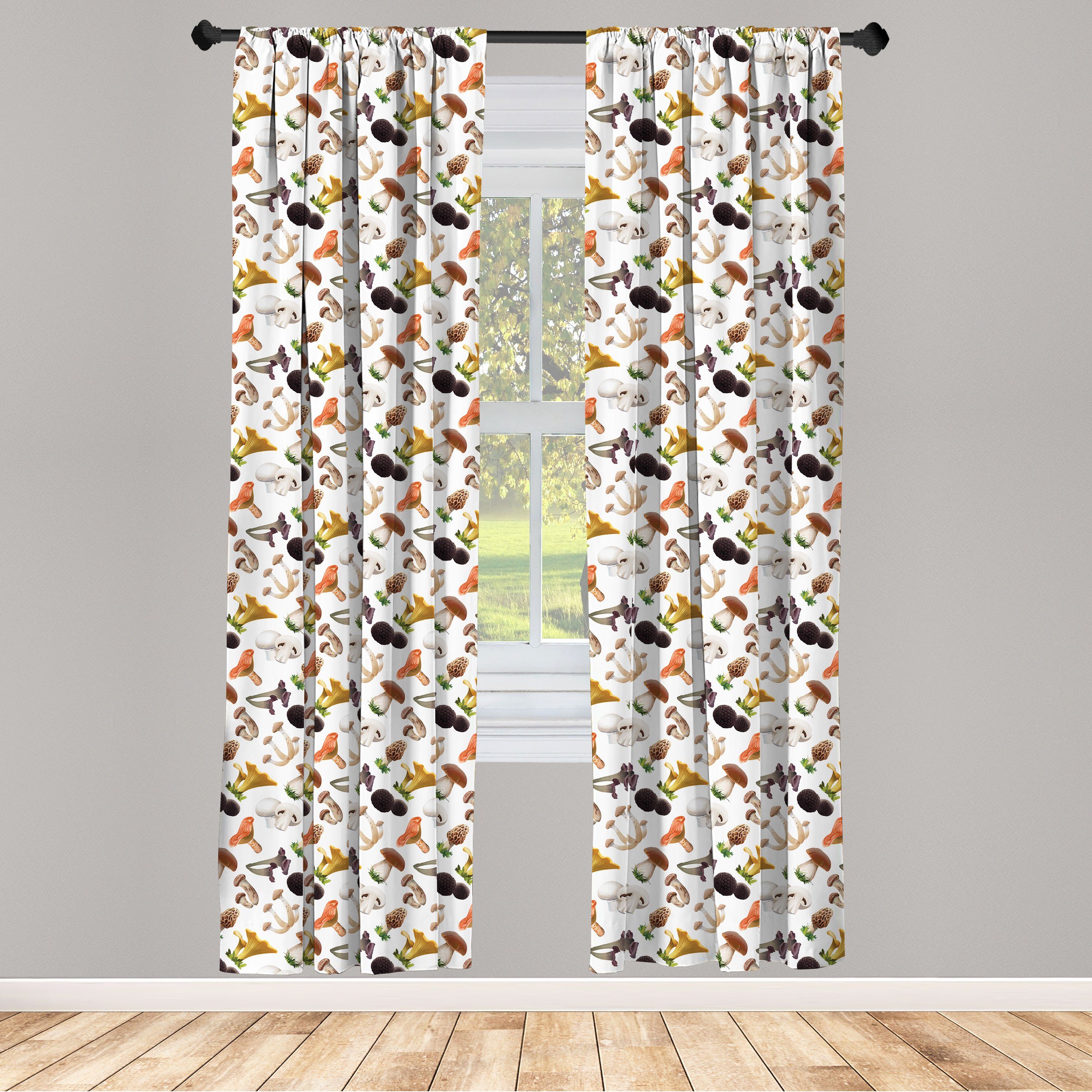 Gardine Vorhang für Wohnzimmer Schlafzimmer Dekor, Abakuhaus, Microfaser, Pilz Realistische Stil Frische