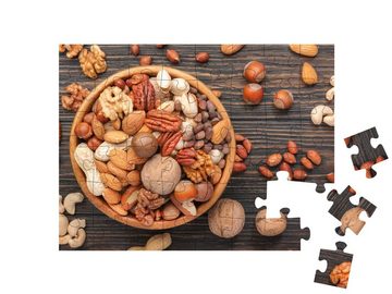 puzzleYOU Puzzle Sortiment von Nüssen in einer Schale, 48 Puzzleteile, puzzleYOU-Kollektionen Nüsse