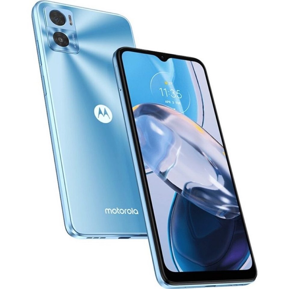 Motorola XT2239-7 Moto E22 32 GB / 3 GB - Smartphone - crystal blue  Smartphone (6,5 Zoll, 32 GB Speicherplatz), Fingerabdrucksensor seitlich