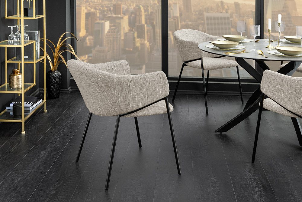 riess-ambiente Esszimmerstuhl NOBLESSE beige/schwarz - Chenille, Metallgest günstig online kaufen