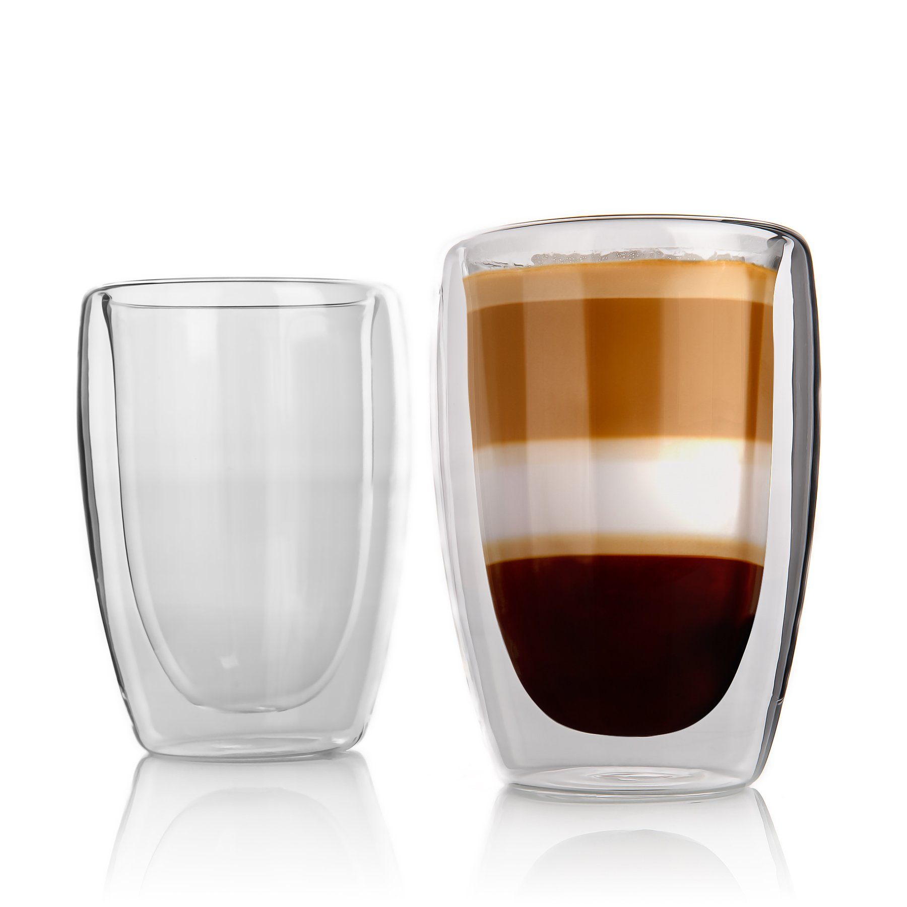 Cappuccino 350 Doppelwandige Glas BigDean Gläser Stück Cappuccinotasse 6 ml,