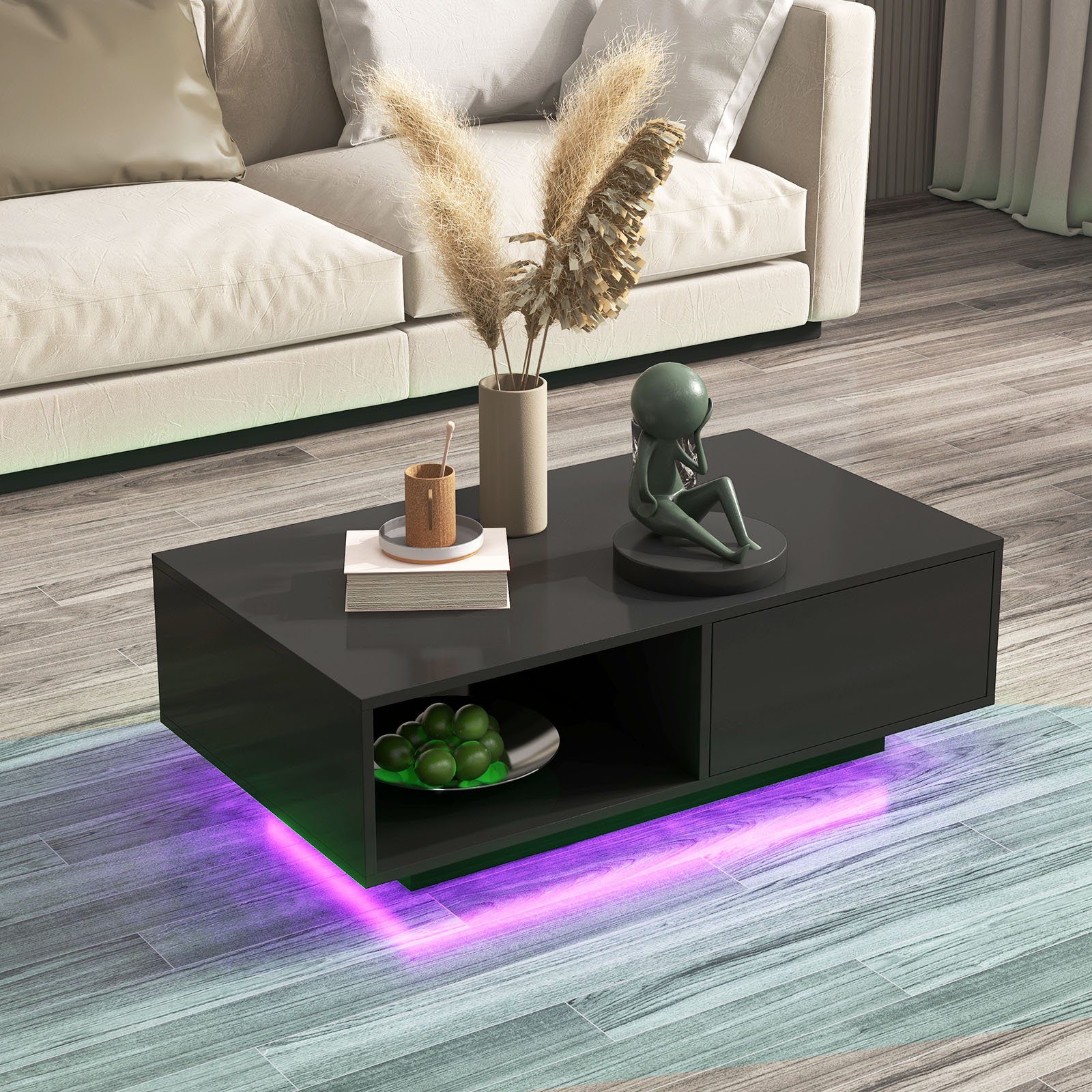 COSTWAY Couchtisch, mit 20 Farben LED-Beleuchtung, günstig online kaufen