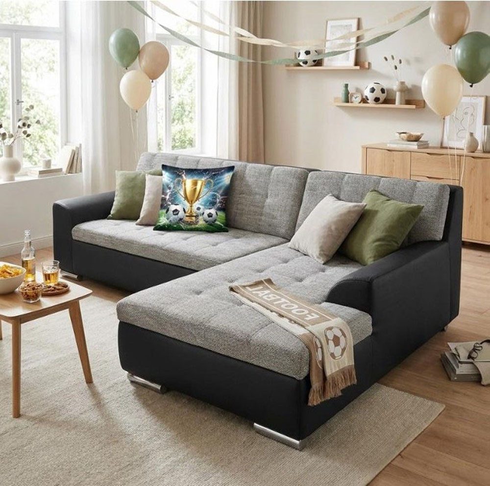 DOMO collection Ecksofa TREVISO viele Bezüge, auch in Cord, L-Form, 267x178 cm, wahlw. mit Bettfunktion, inkl. Zierkissen, Unser Dauertiefpreis