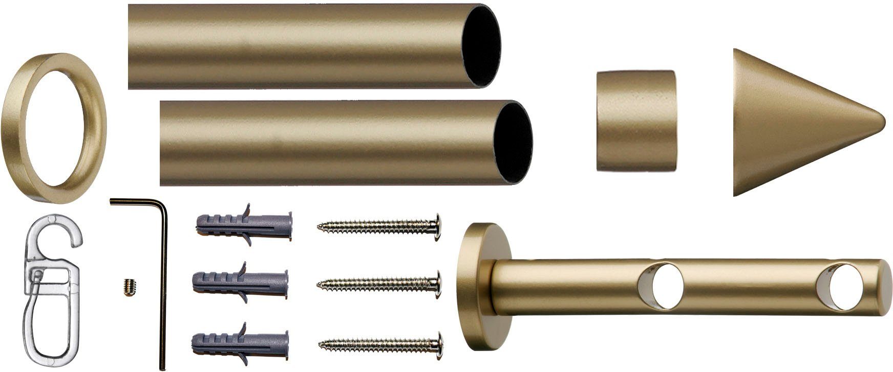 Gardinenstange Palma, indeko, Ø 12 Stahl, und Montagematerial inkl. mm, 2-läufig, Komplett-Set Ringen verschraubt, Fixmaß