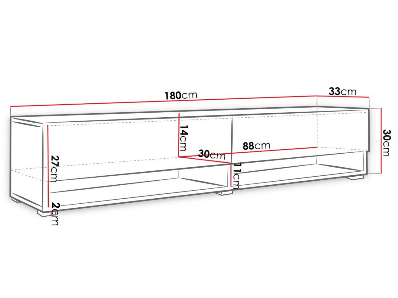 Grifflose A180 Mirjan24 Beleuchtung 2 als Weiß Weiß TV-Schrank / Hochglanz Öffnen, Türen) Option (mit LED