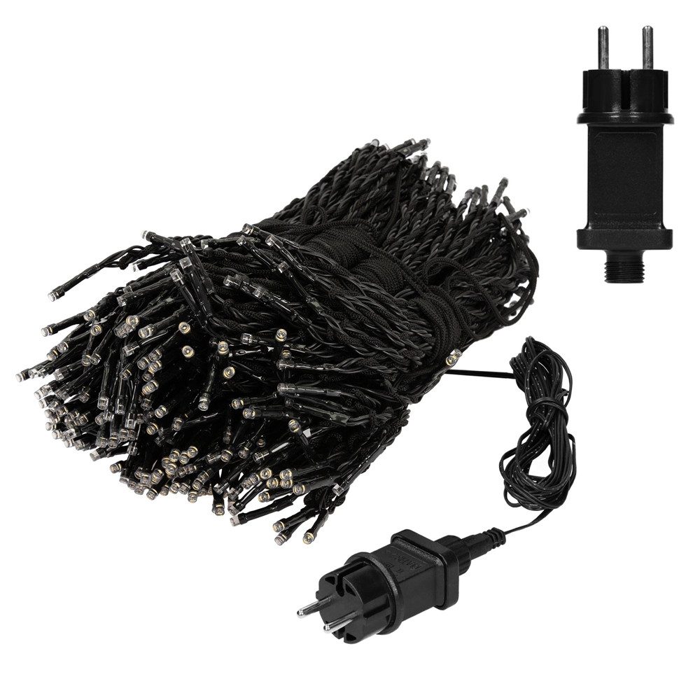 ECD Germany LED-Lichterkette Fahnenmast Außen Beleuchtung inkl. Heringen und Kabelbindern, 10 Stränge à 8 Meter mit 360 LED in Warmweiß Außenbeleuchtung