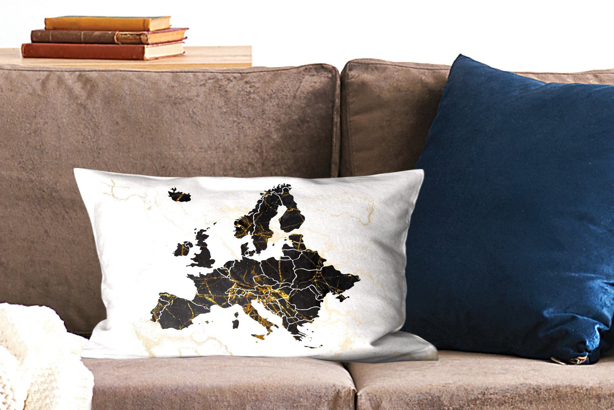 Europa mit MuchoWow - Zierkissen, - Dekoration, Marmor, Dekokissen Füllung, Dekokissen Karte Schlafzimmer Wohzimmer
