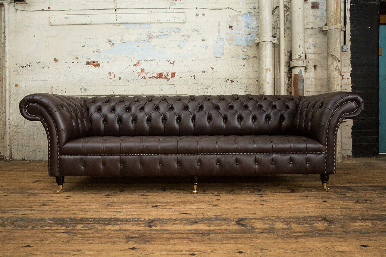 JVmoebel Chesterfield-Sofa Braunes Chesterfield-Sofa aus Echtleder mit elegantem Design, Set, Made in Europa