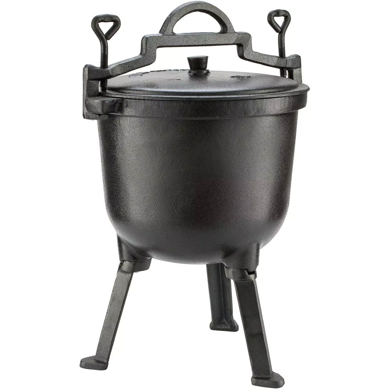 King Hoff Kochtopf Gusseisen Camping-Kochtopf 8L, Lagerfeuer-Topf emailliert Beine 15kg, 8L gusseiserner Lagerfeuertopf mit Beinen weißer Emaille-Beschichtung